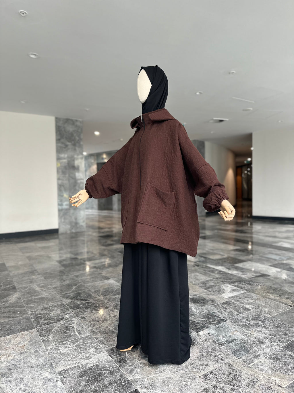 Jakar ceket panço- kahve fermuarlı