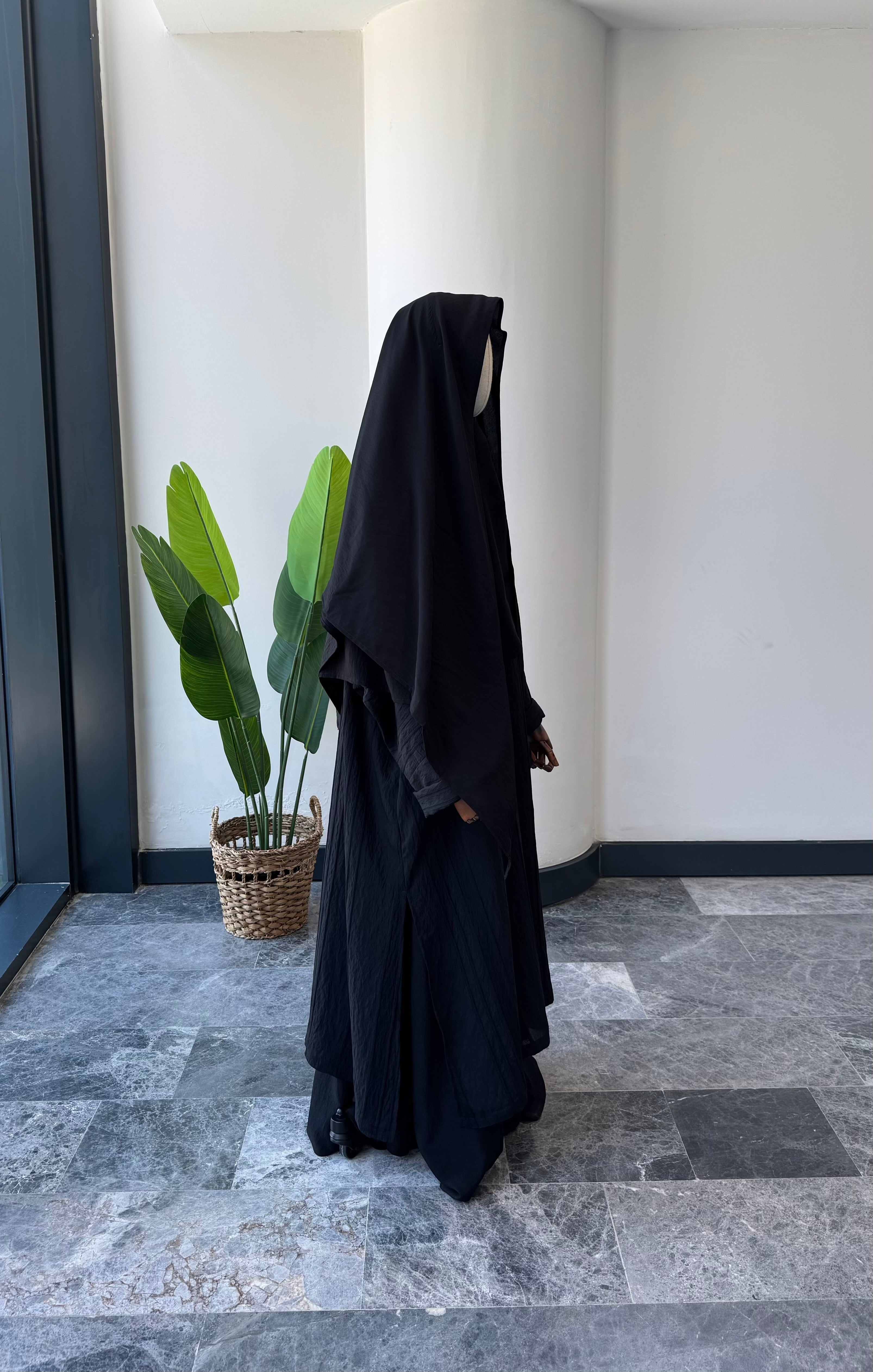 Tensel Kupra/Lastikli Takva-Eşarp siyah 140cm