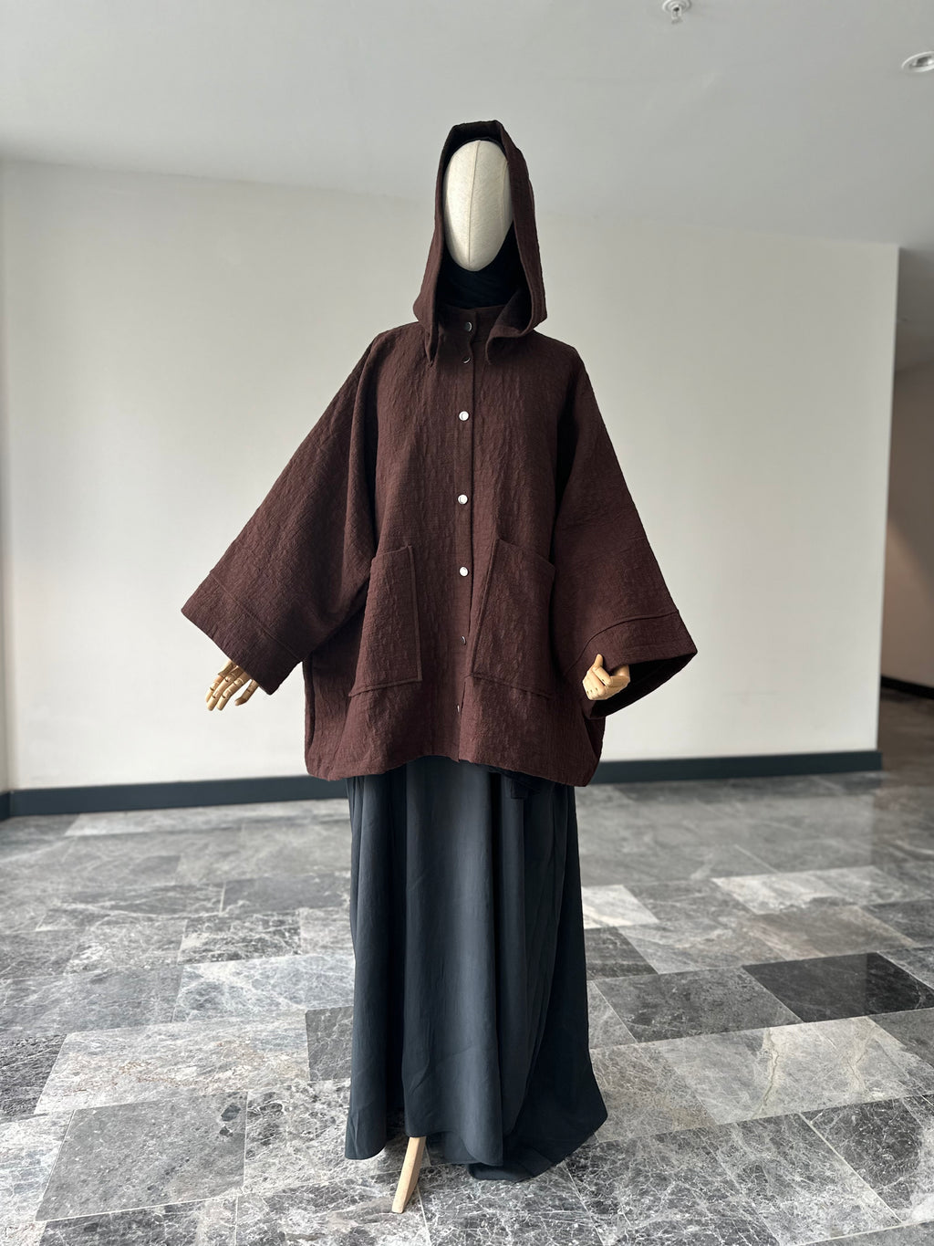 Jakar ceket panço- kahve çıtlı