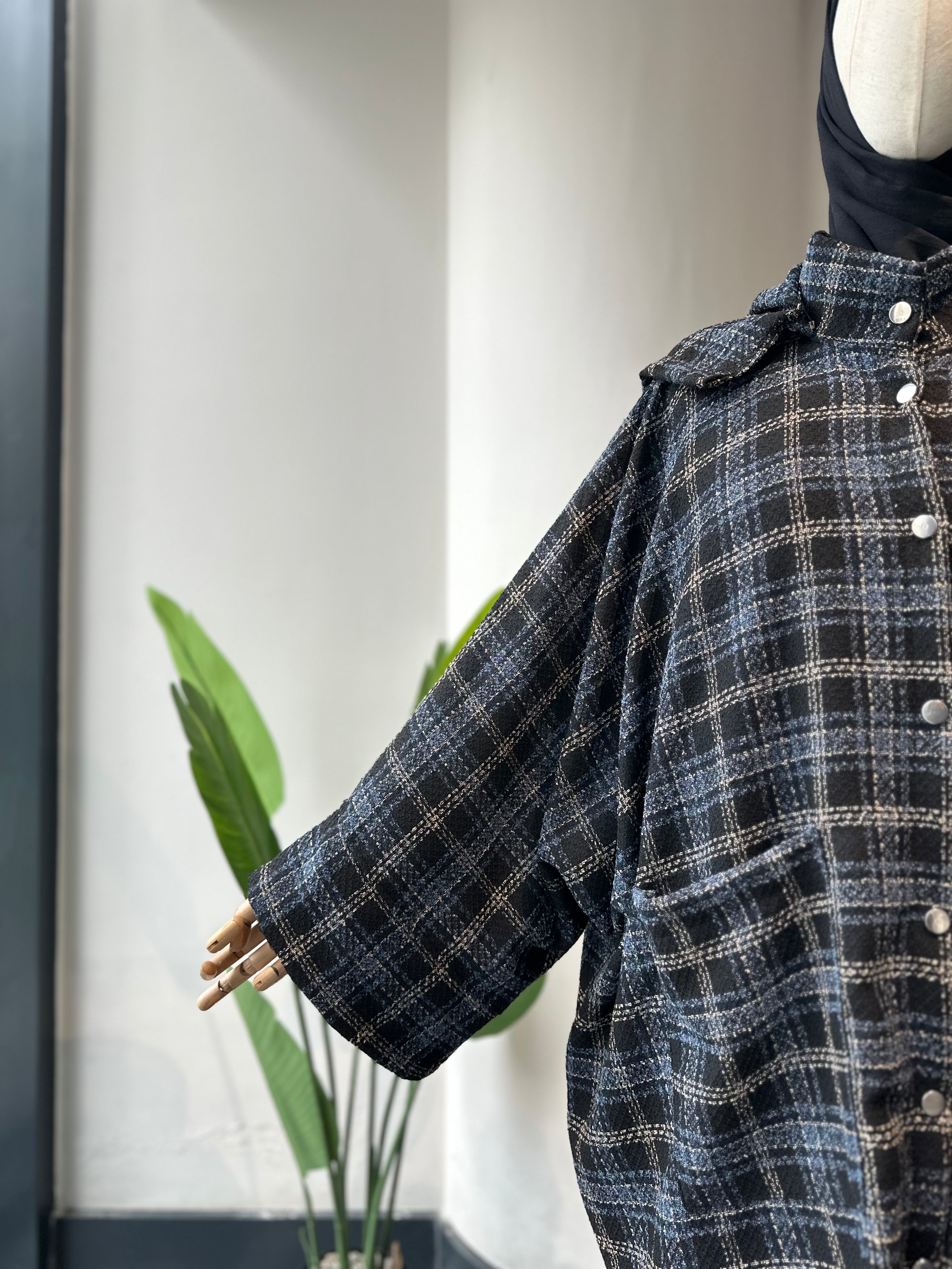 Lacivert ekose ceket panço - çıtlı