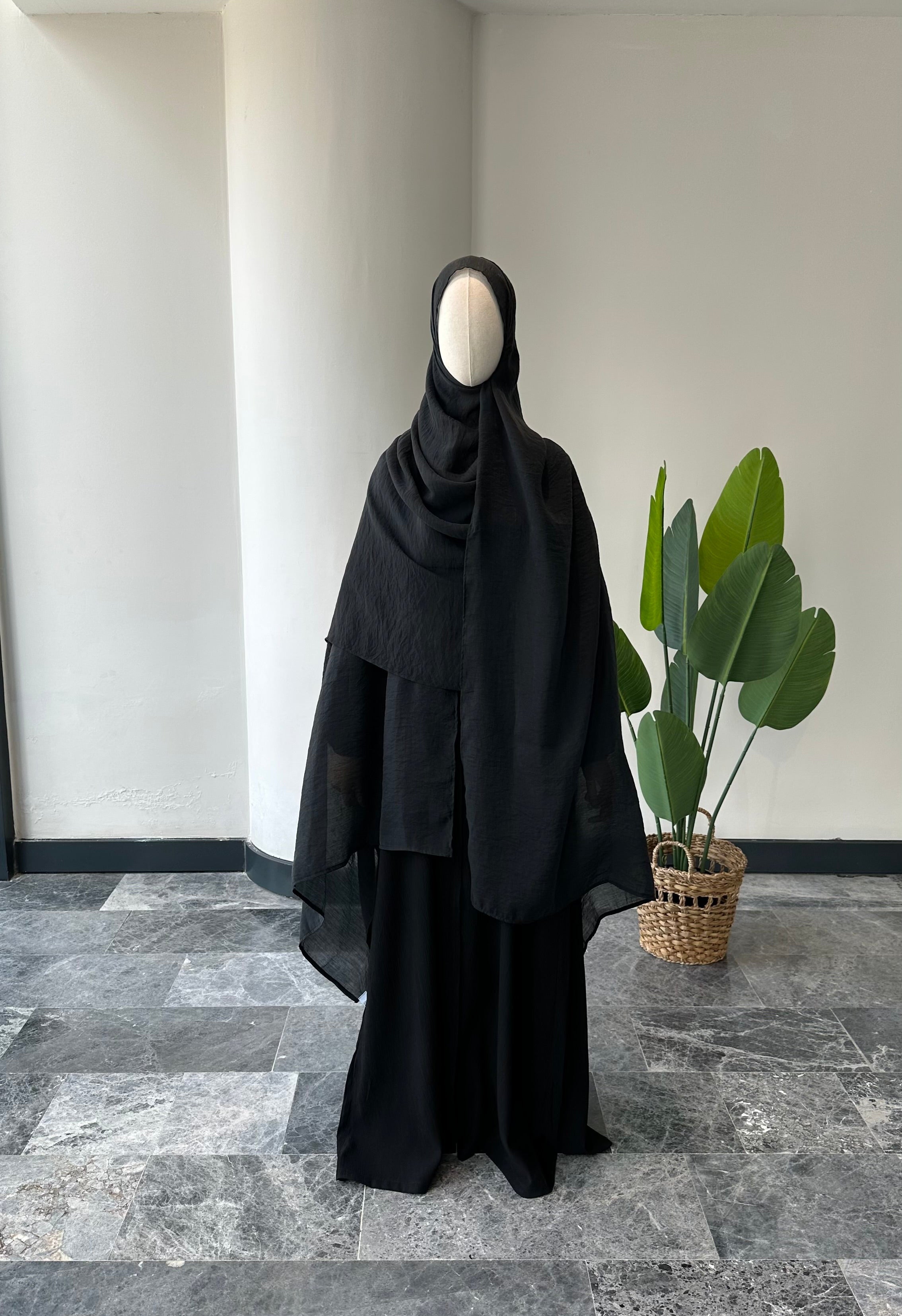 Premıum  organze  şal - siyah 3m+1m