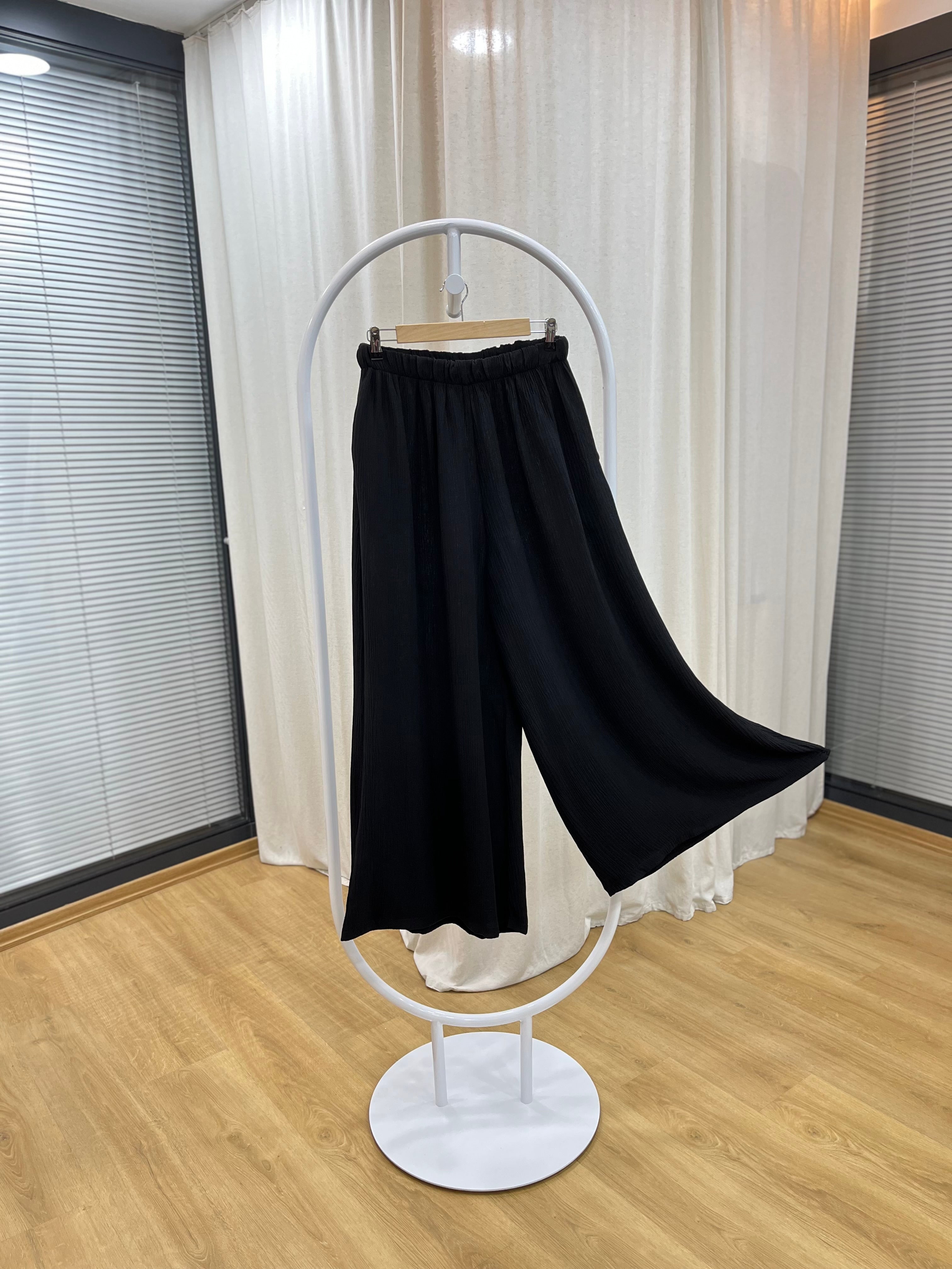 Bürümcük bol paça pantolon-siyah