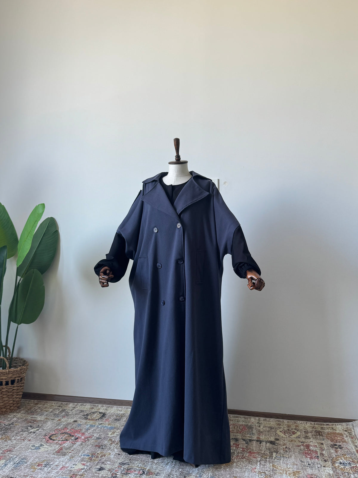 Pamuk Gabardin /Trench Panço-Lacivert