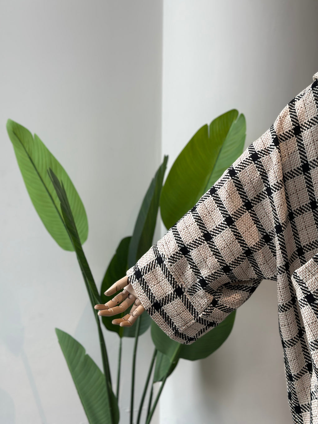 Bej ekose ceket panço - çıtlı