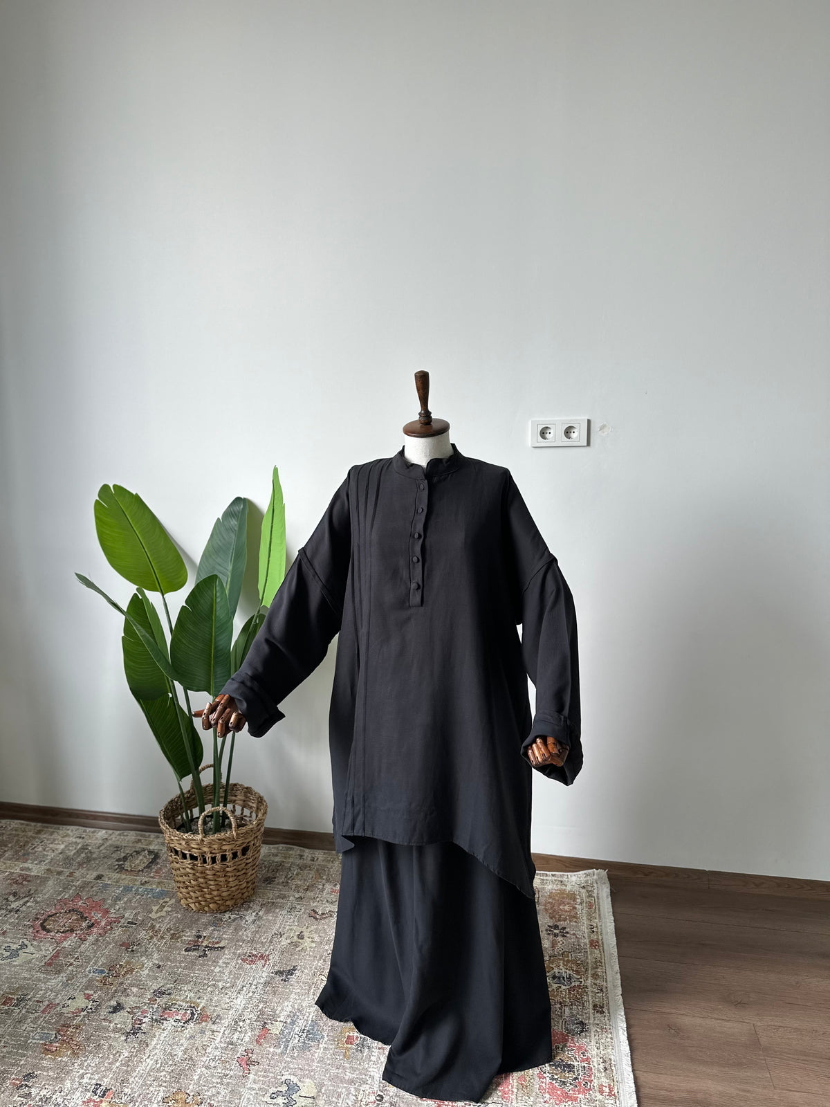 Gabardin/Amine Etek Takım-Siyah