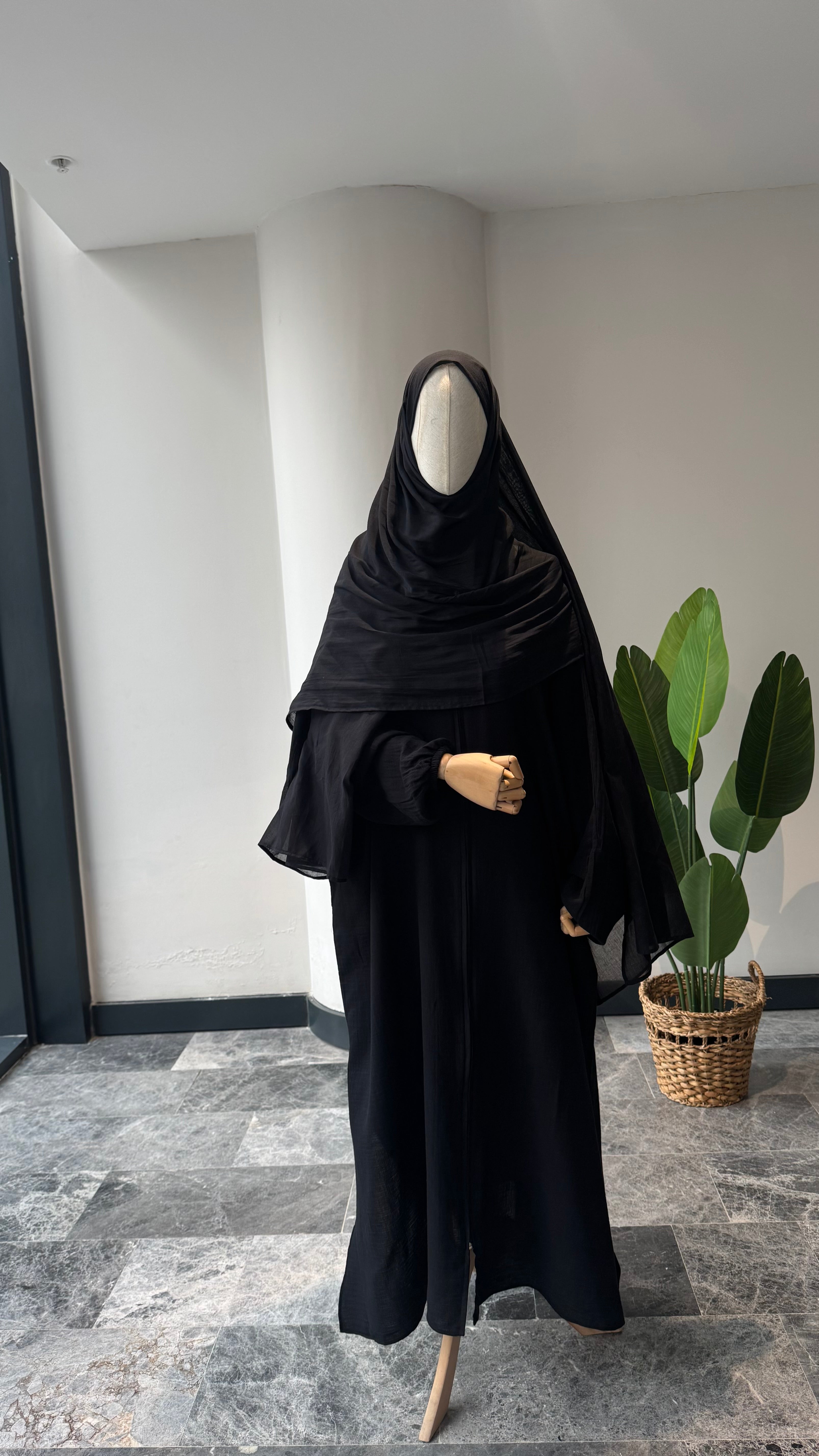 Mekka müslin takım siyah- etekli | fermuarlı