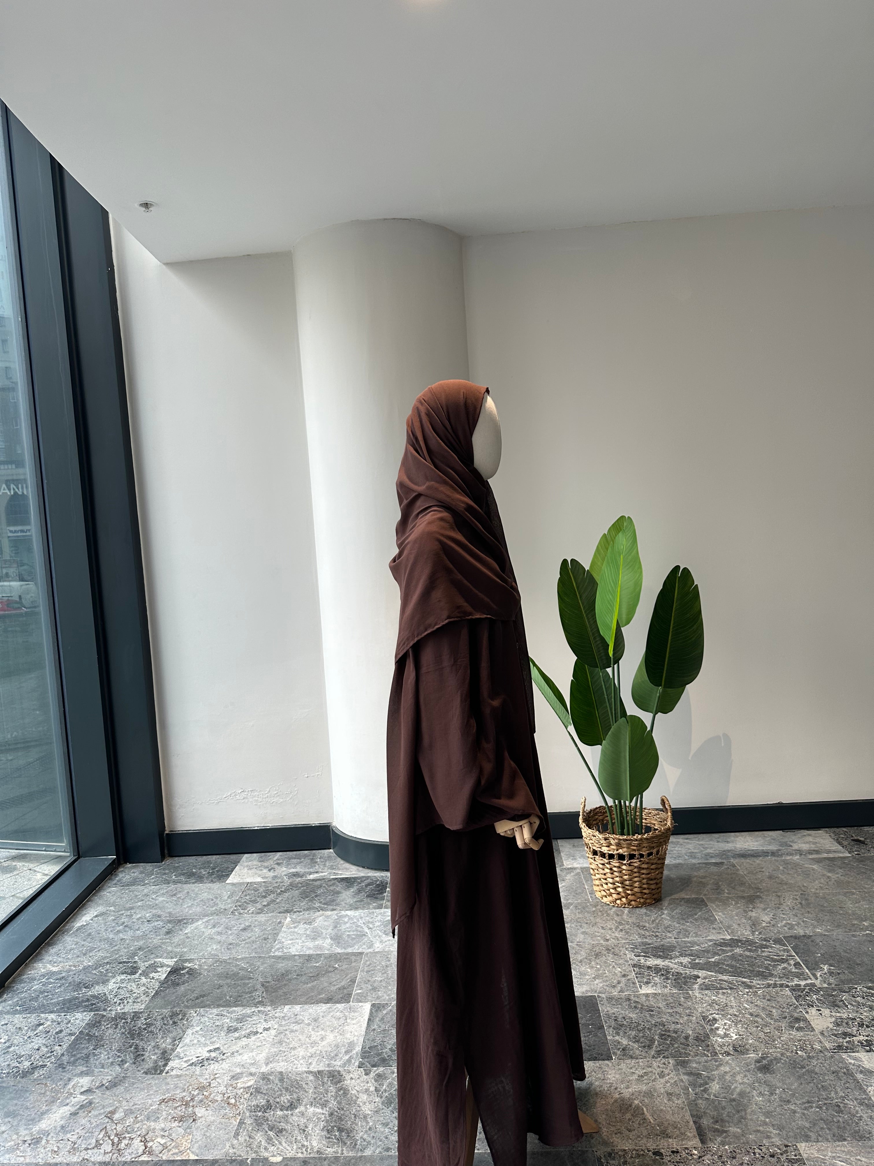 Mekka Müslin takım kahve -şalvarlı | düğmeli