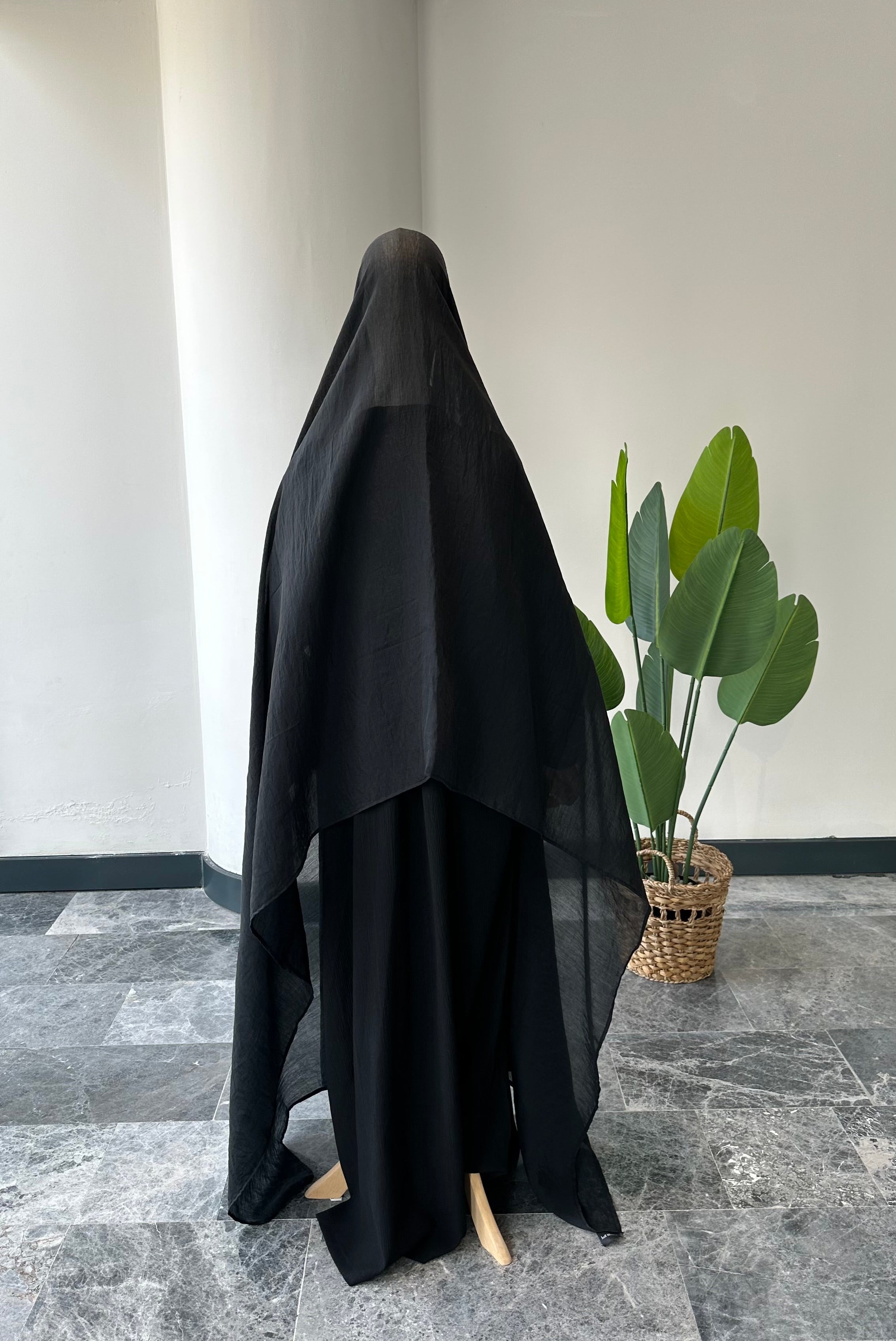 Premıum  organze  şal - siyah 3m+1m