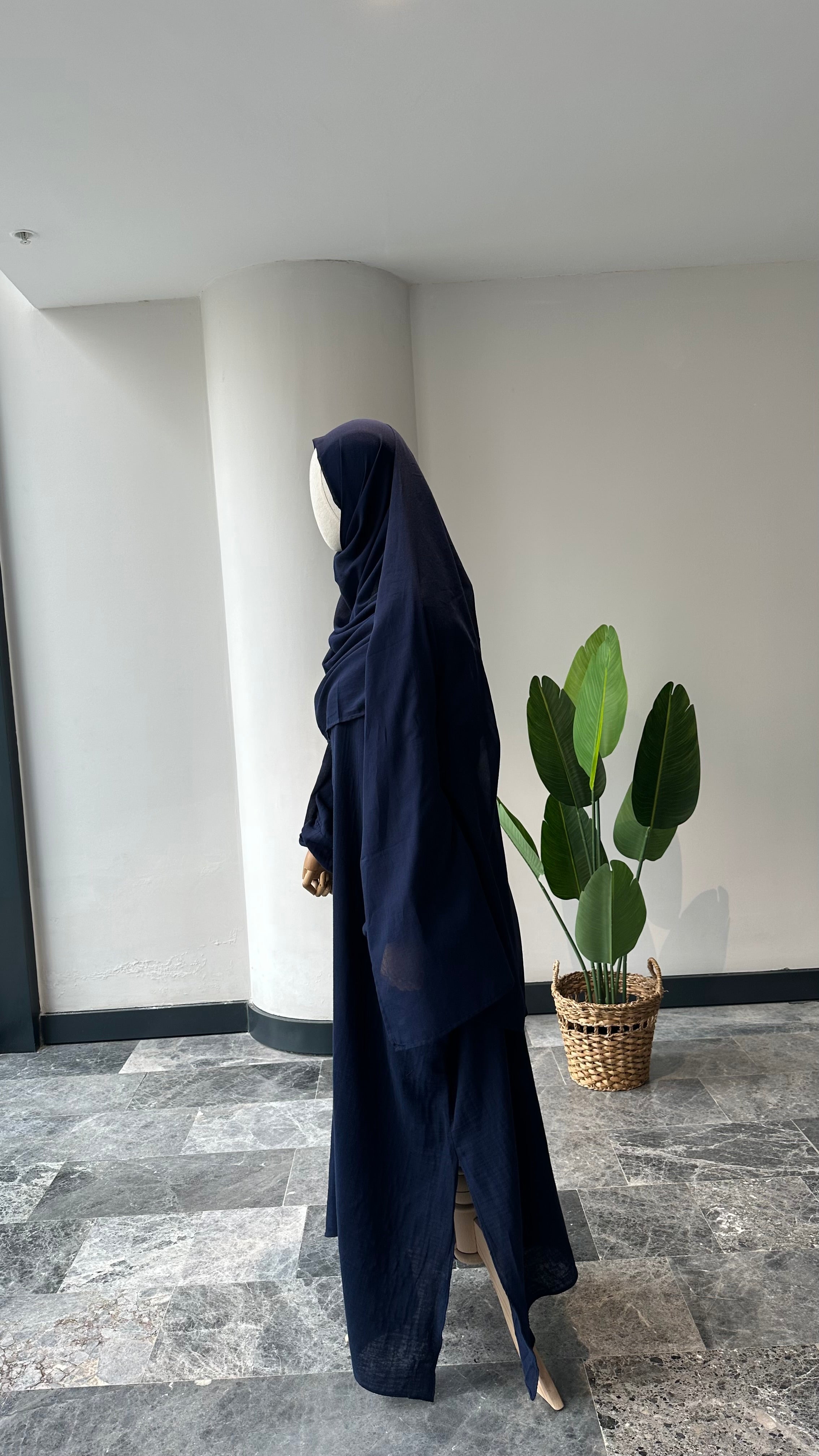 Mekka Müslin takım lacivert -şalvarlı | düğmeli