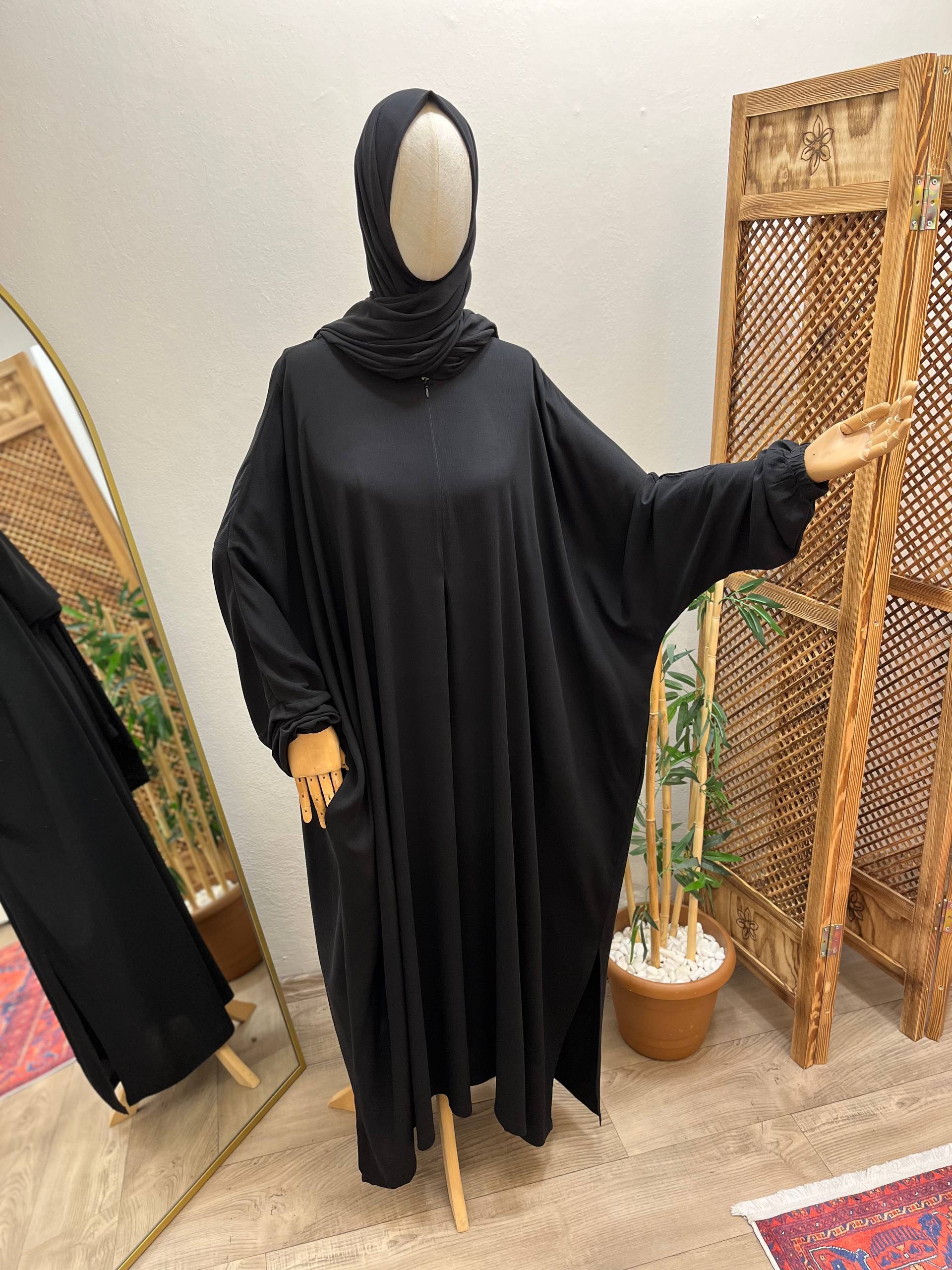 Bürümcük cilbab takımı -şalvarlı |yarım fermuar