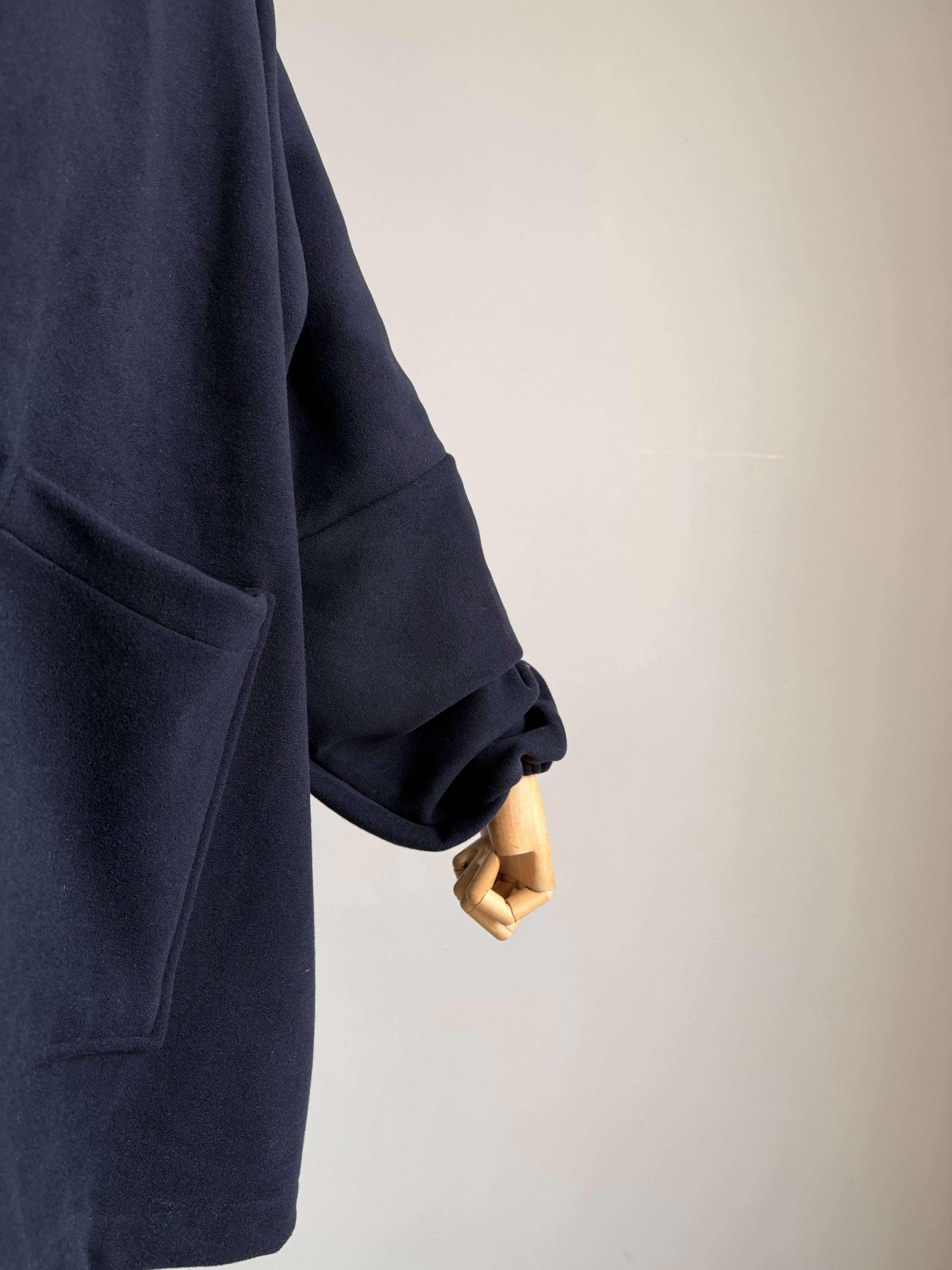 Kaşe ceket panço - lacivert | fermuarlı