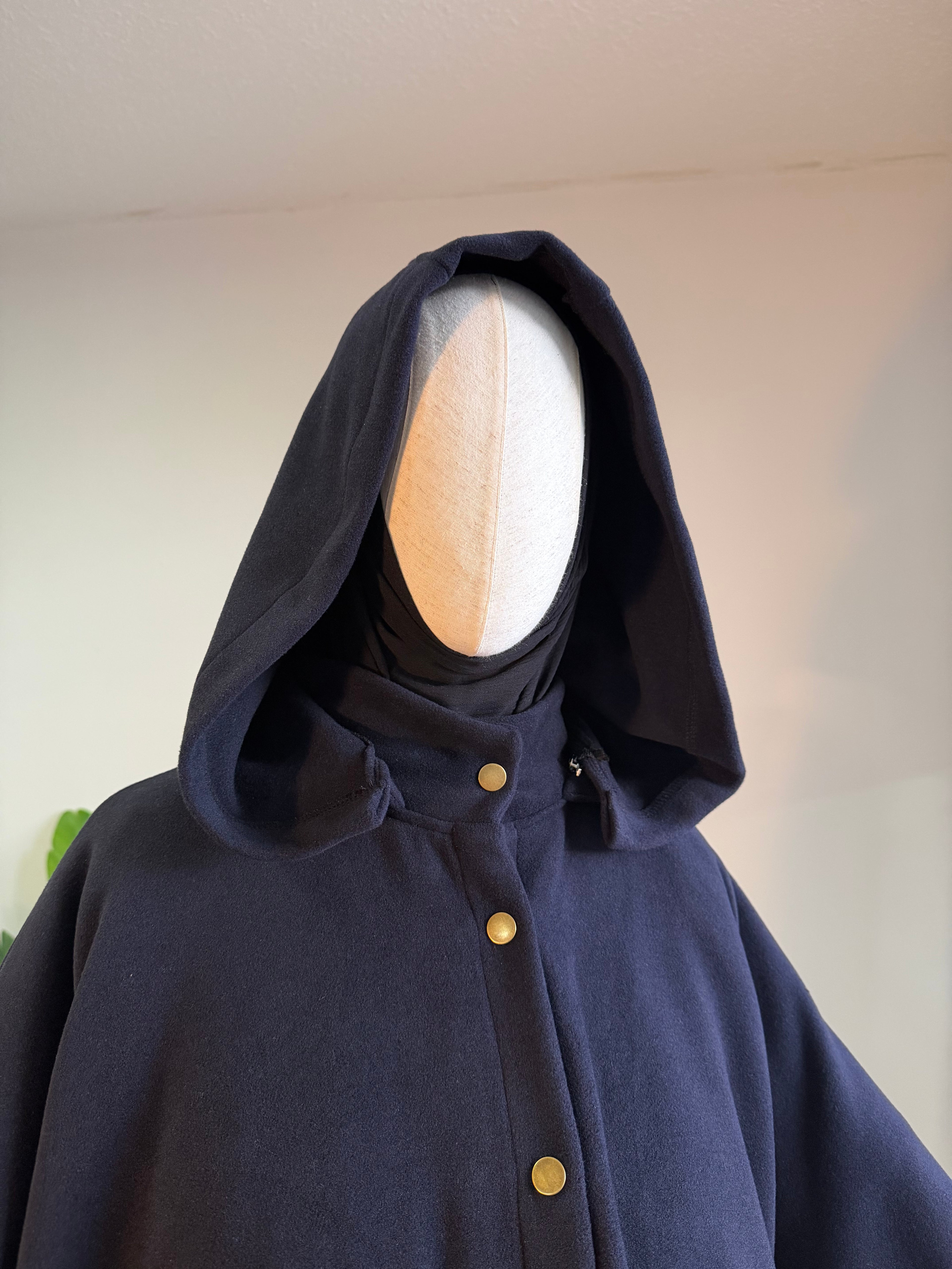 Kaşe ceket panço -  lacivert | çıtlı