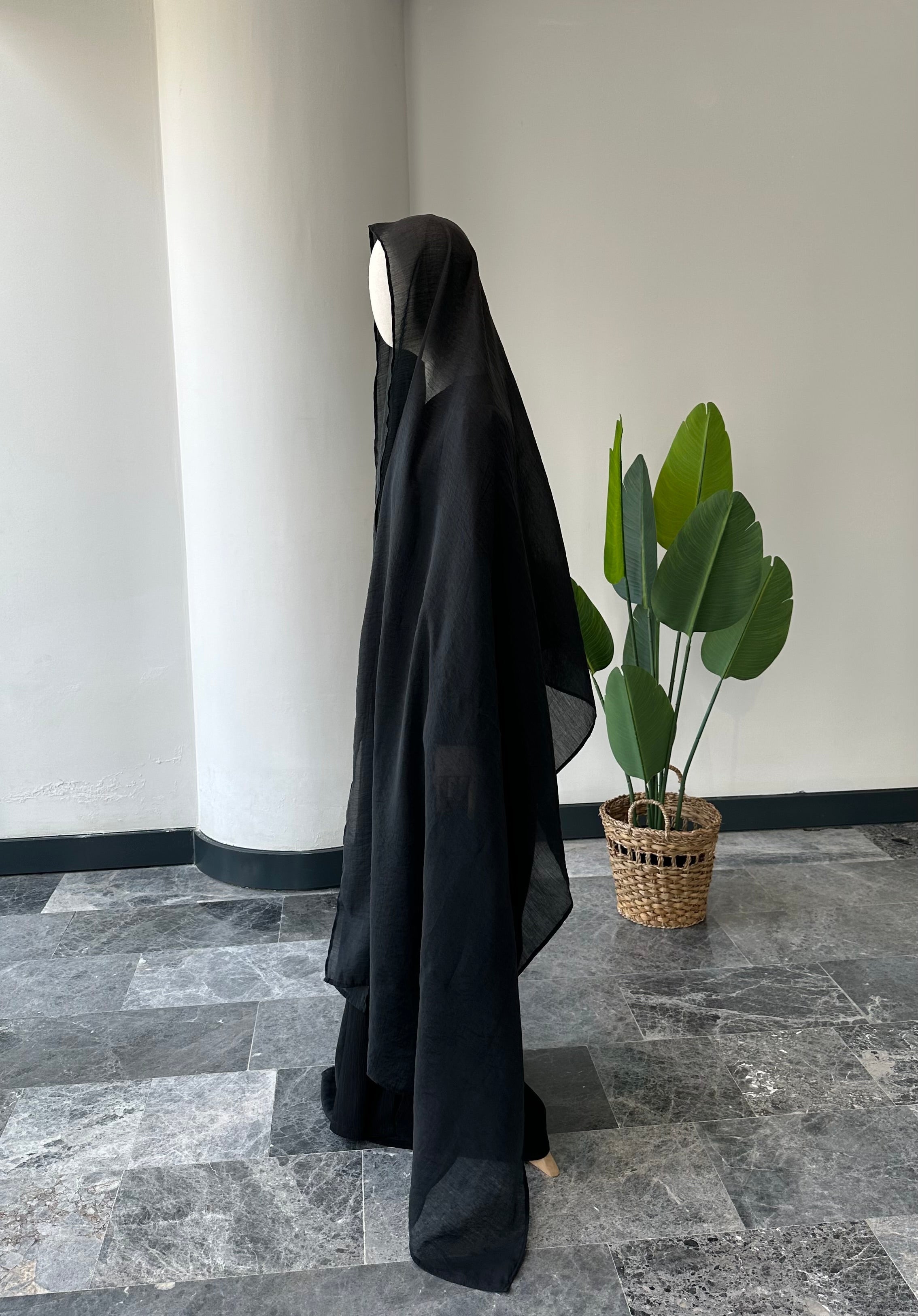 Premıum  organze  şal - siyah 3m+1m