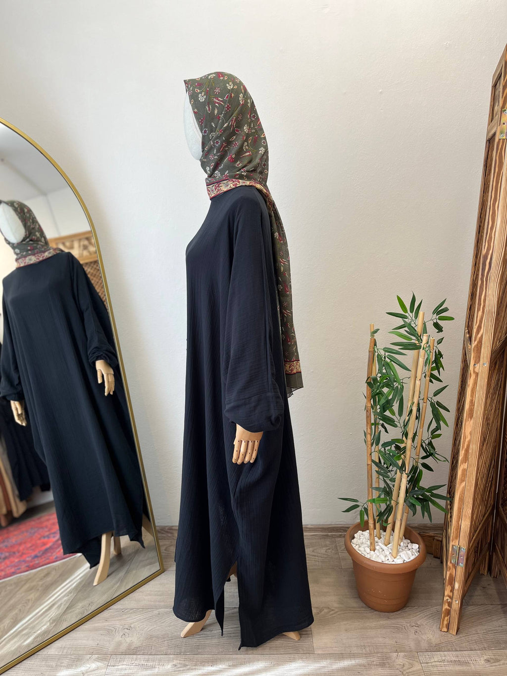 Müslin şalvarlı cilbab takımı - siyah