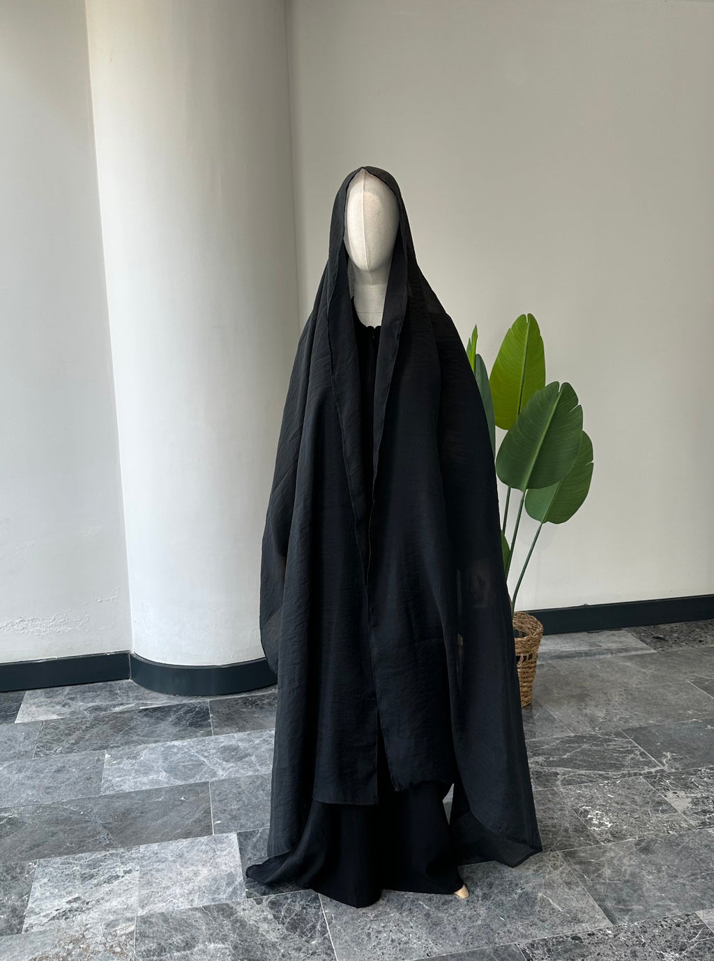 Premıum  organze  şal - siyah 3m+1m