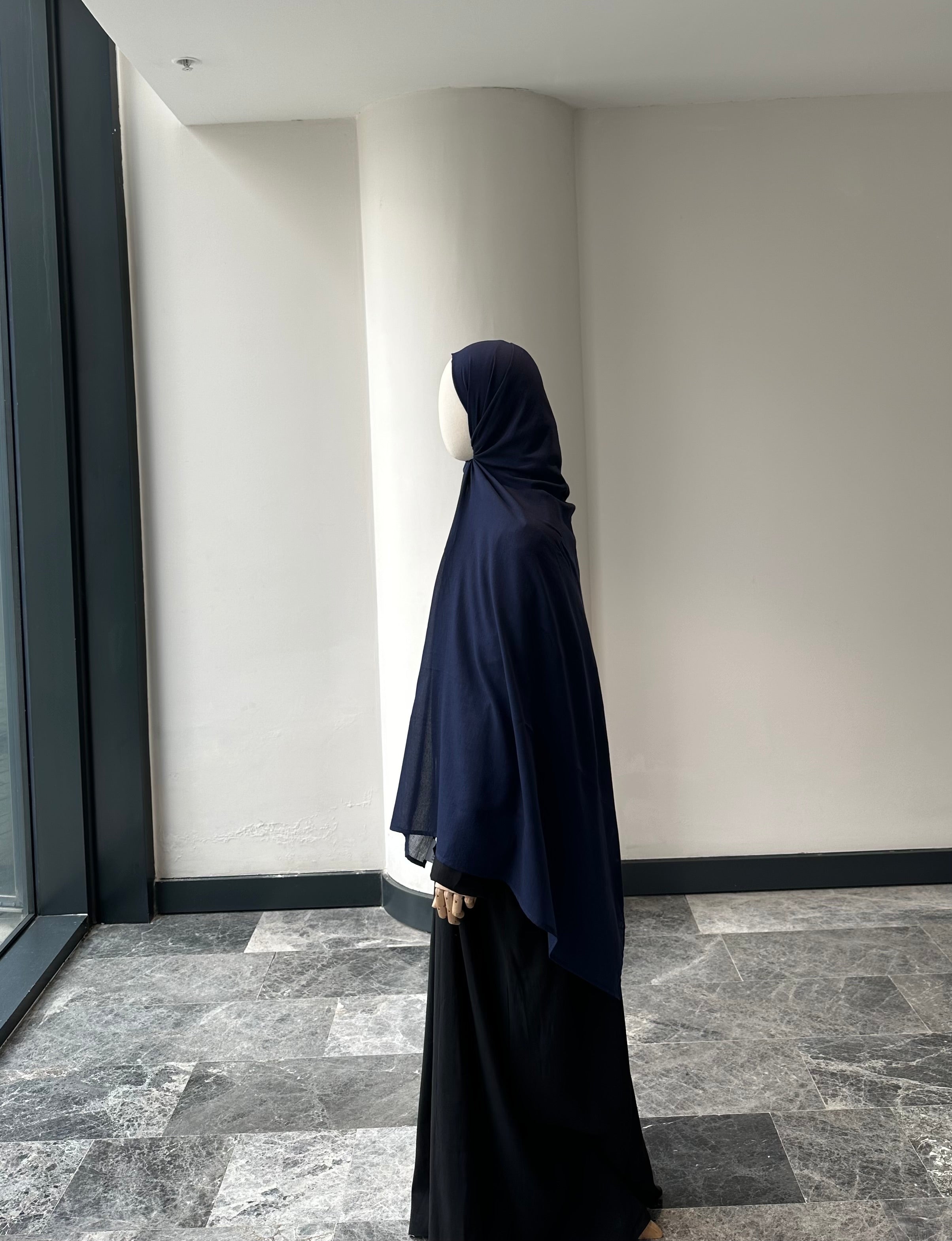 Saf pamuk şal -lacivert