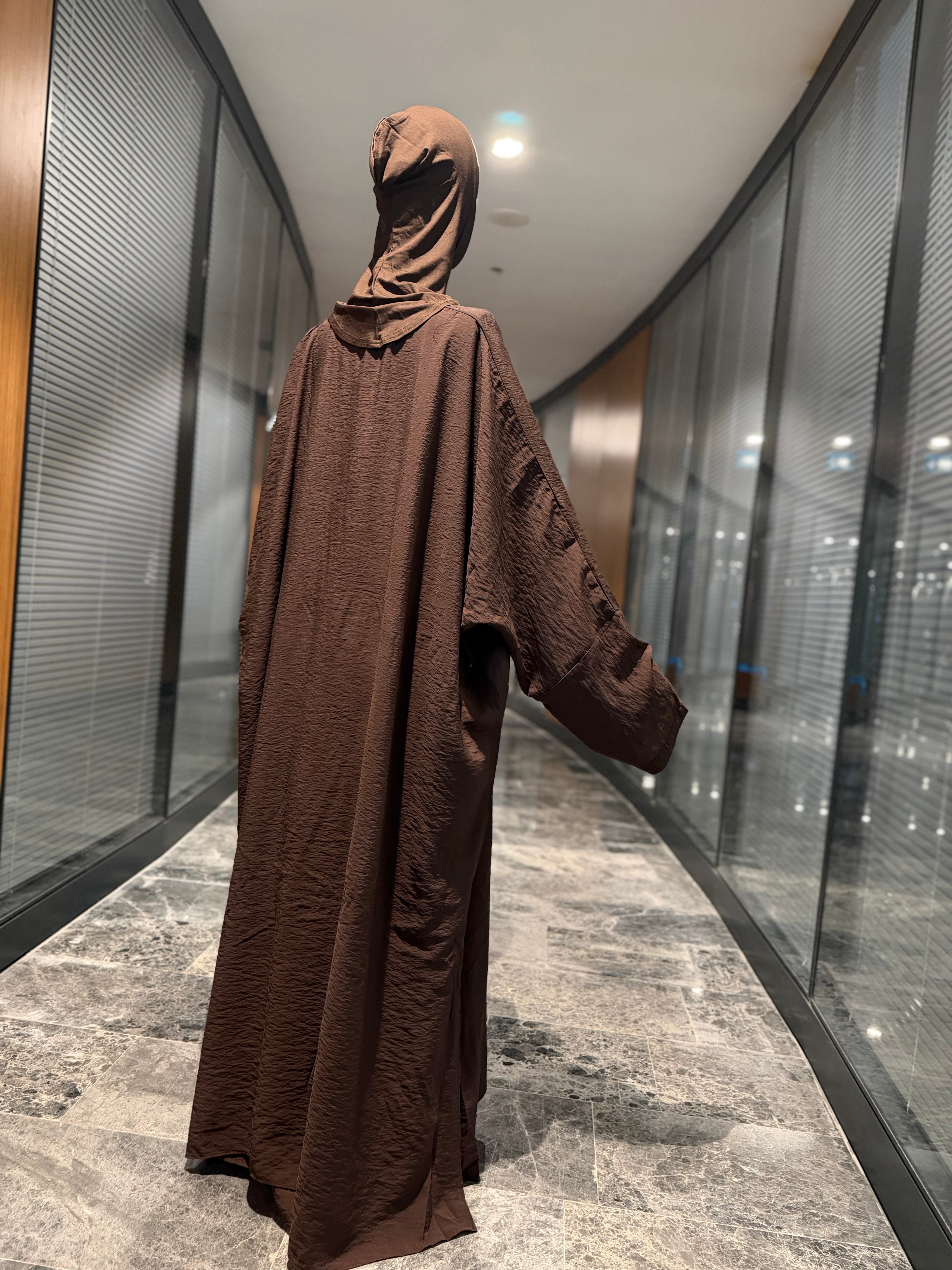 Hesna cilbab takımı -kahve|Düz