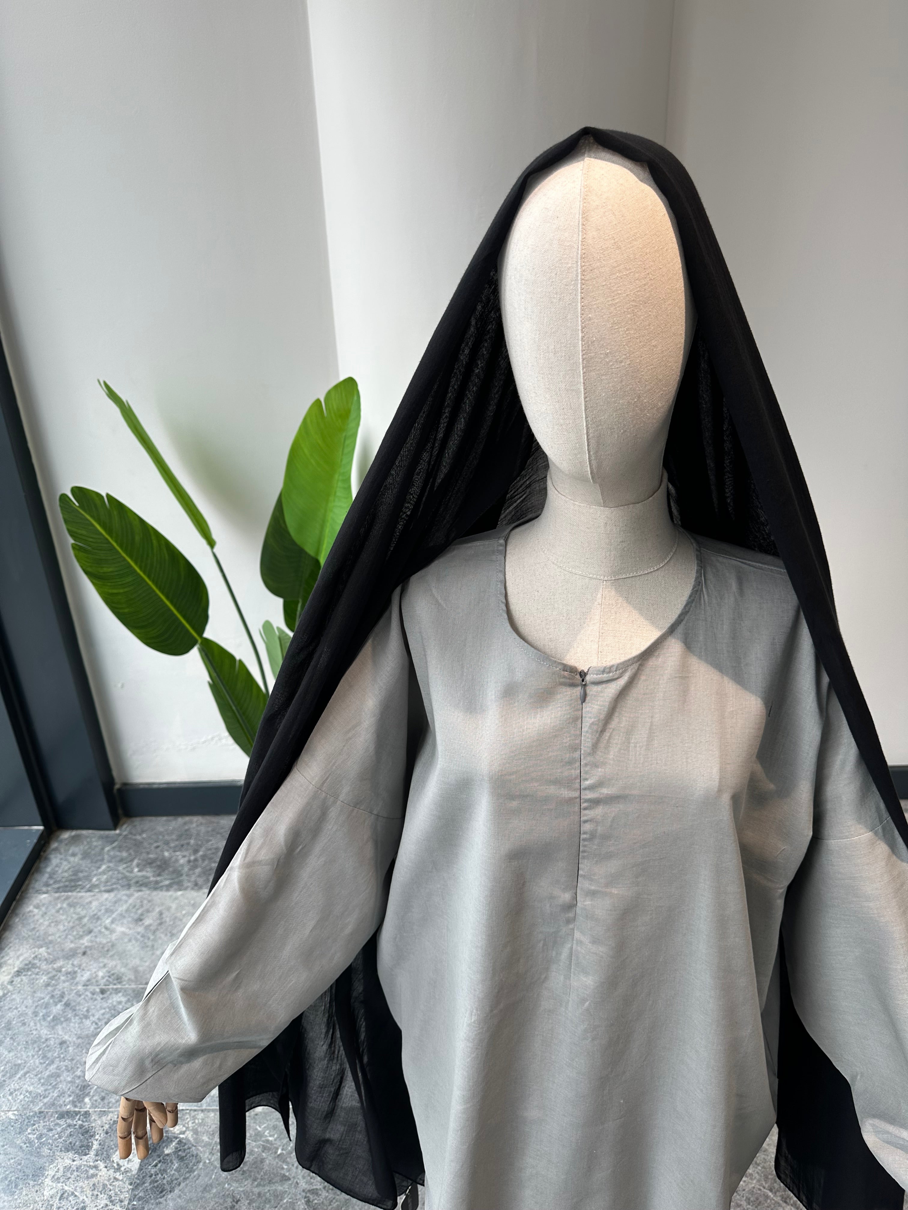 sade keten tunik - gri