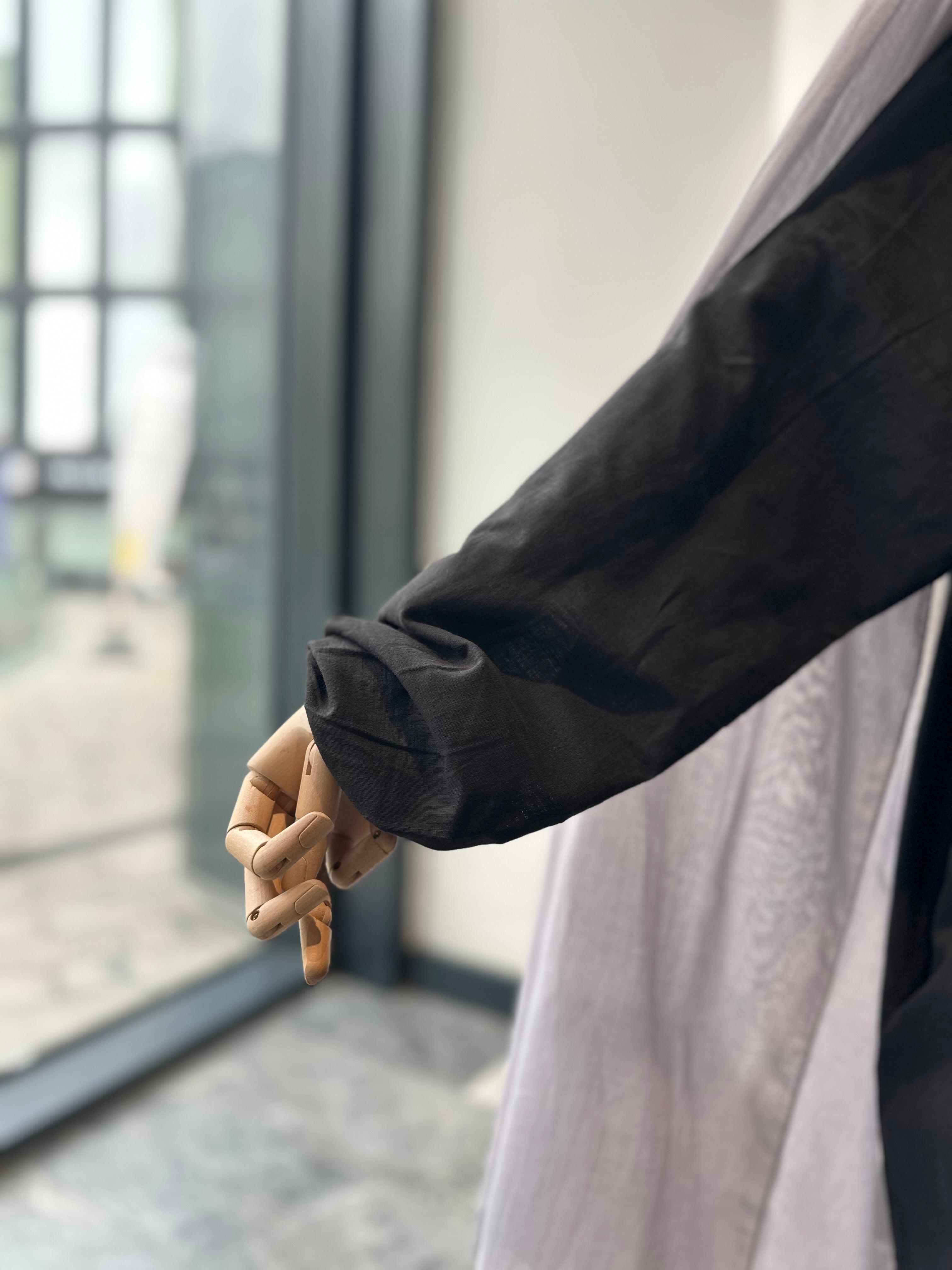 sade keten tunik -siyah