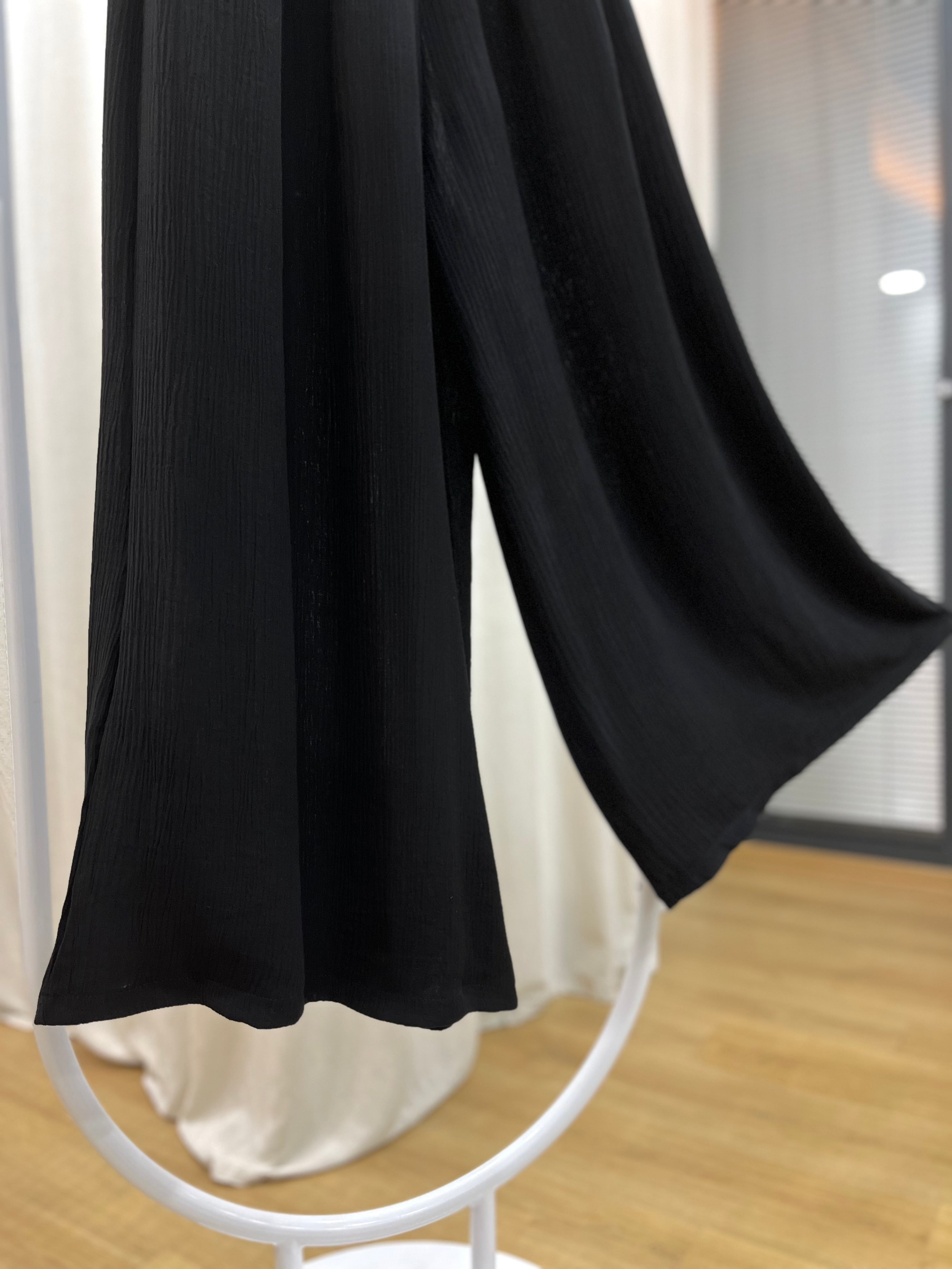 Bürümcük bol paça pantolon-siyah