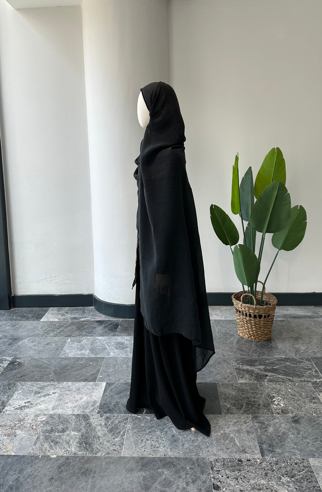 Premıum  organze  şal - siyah 3m+1m