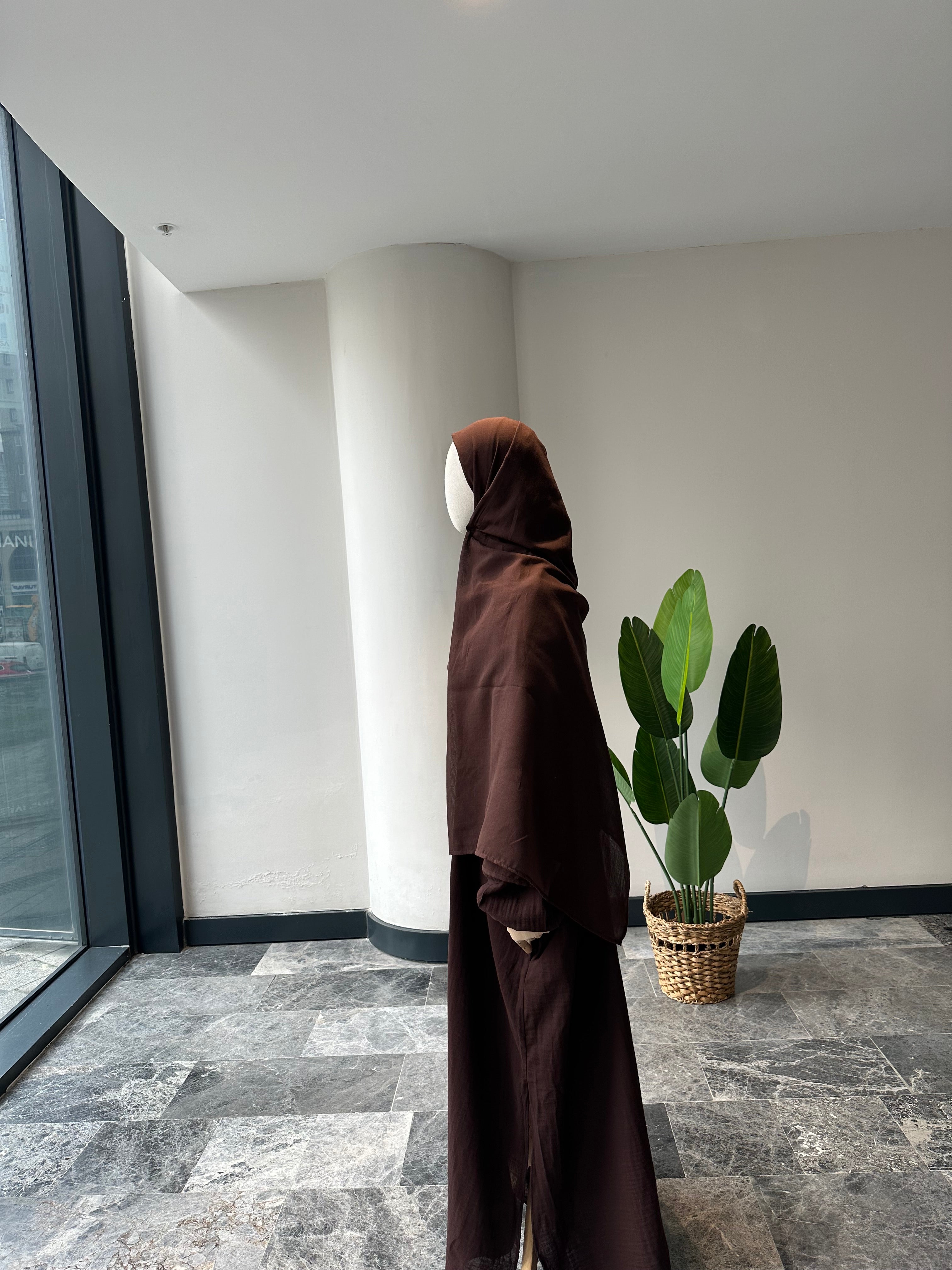 Mekka Müslin takım kahve -şalvarlı | düğmeli