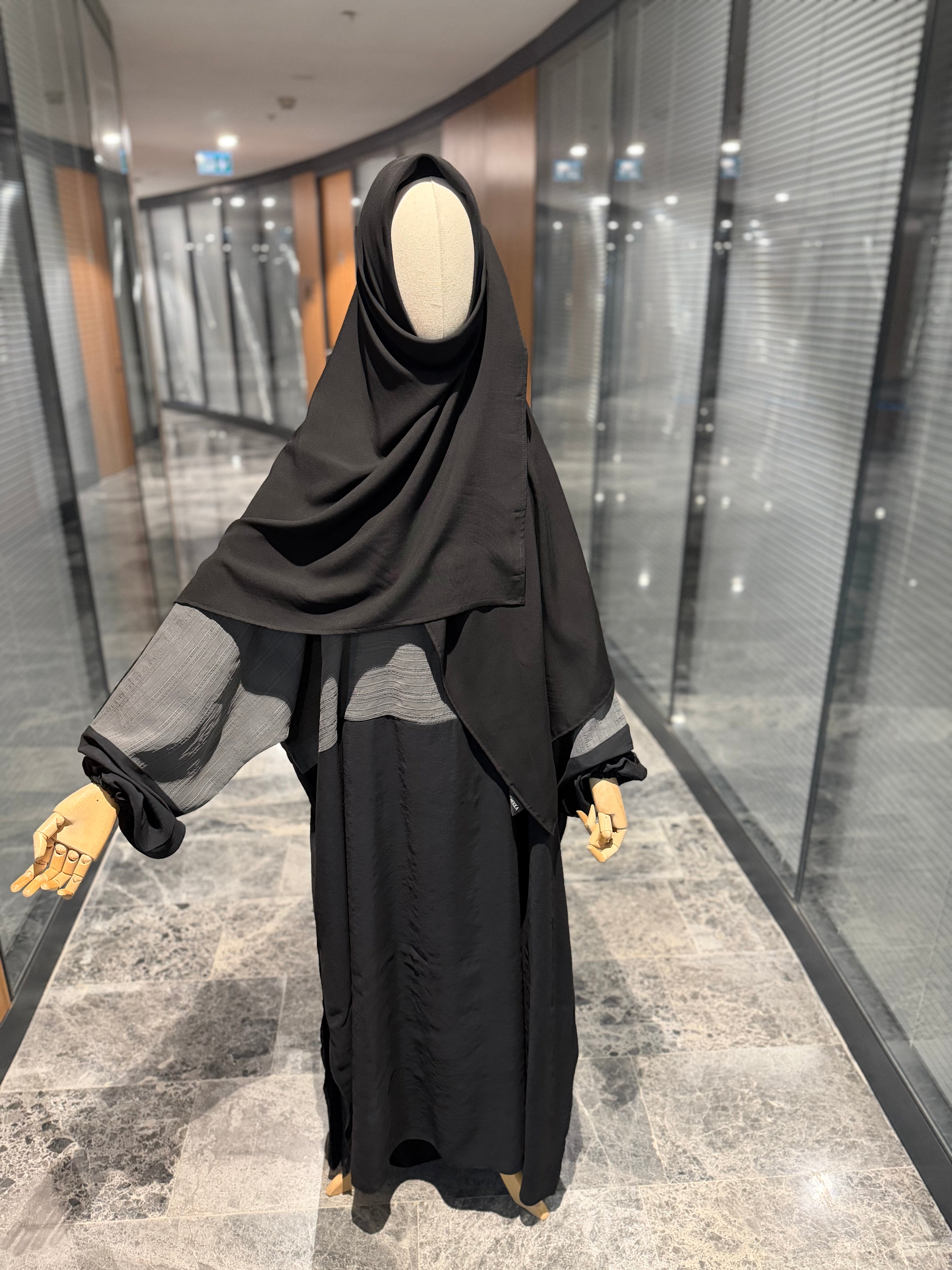 Bambu viskon eşarp  - siyah-120 cm