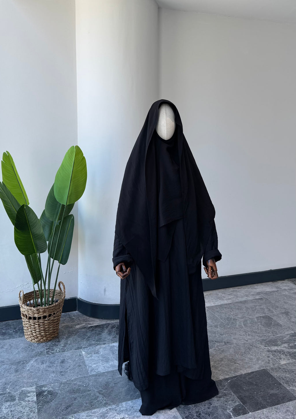 Tensel Kupra/Lastikli Takva-Eşarp siyah 140cm