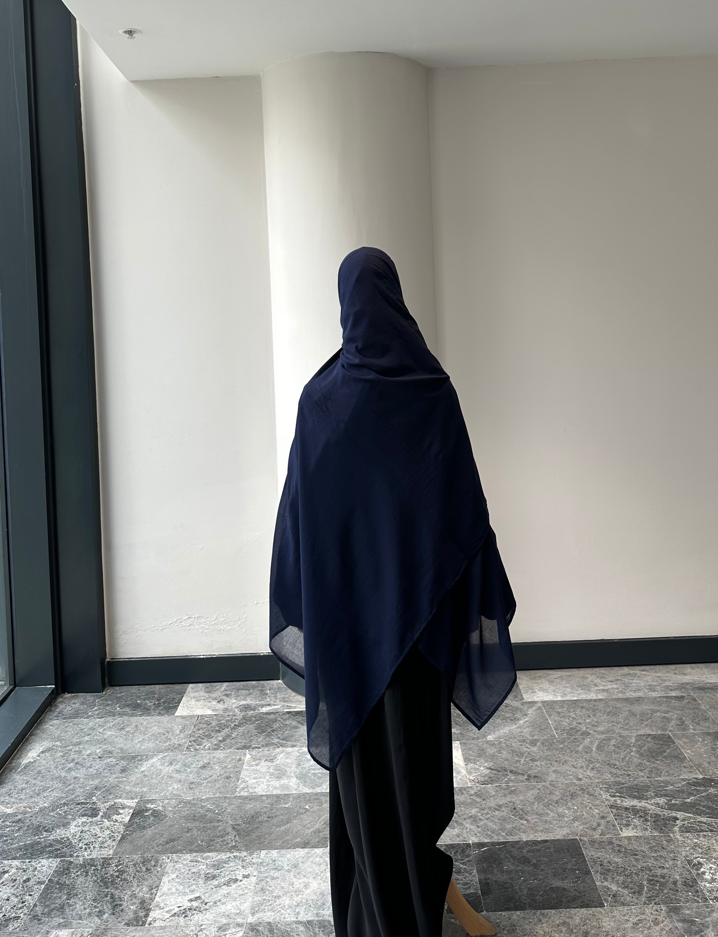 Saf pamuk şal -lacivert