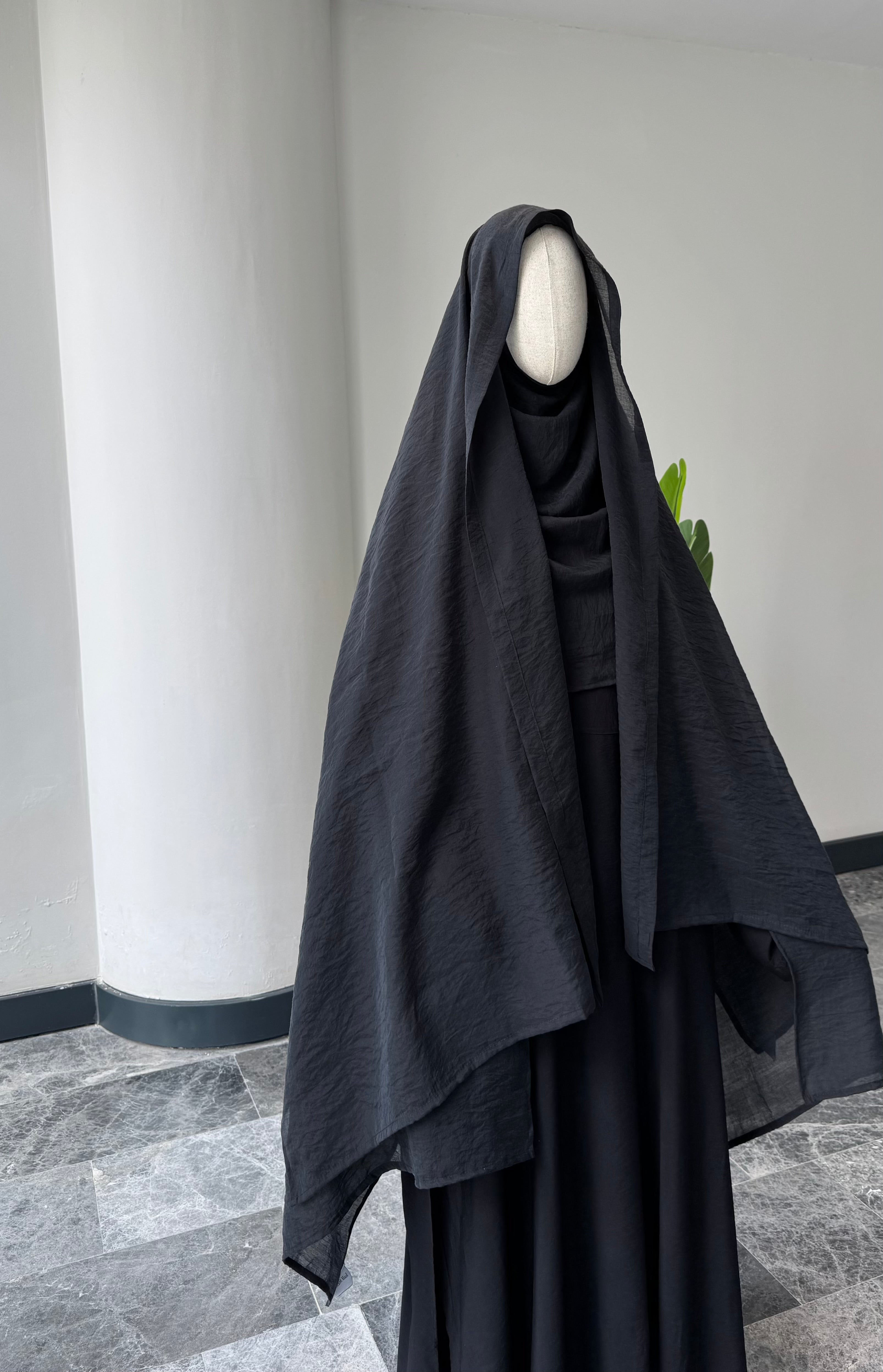 Organze/ Takva Şal(lastikli)- Siyah 2m x70cm
