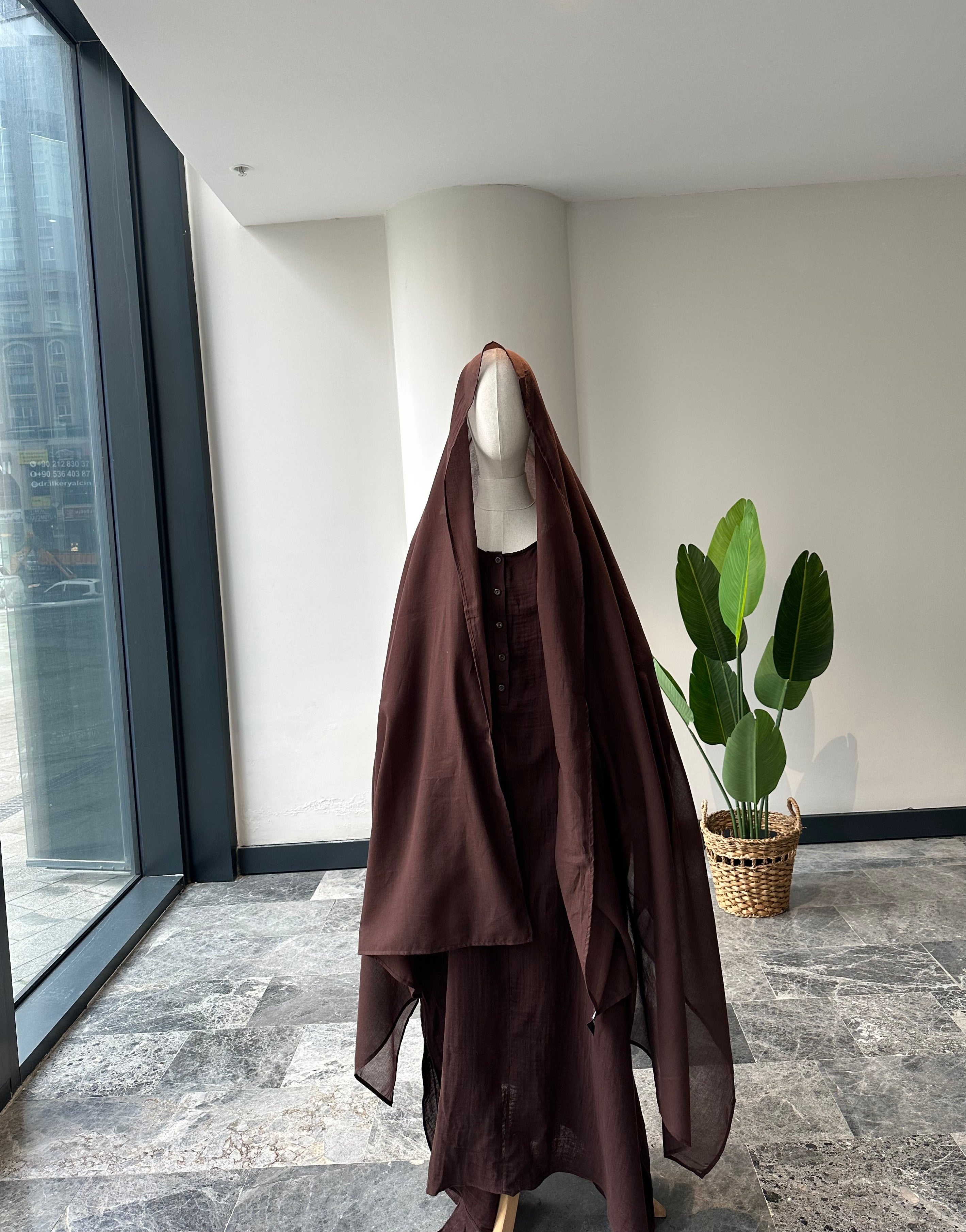 Mekka Müslin takım kahve -şalvarlı | düğmeli