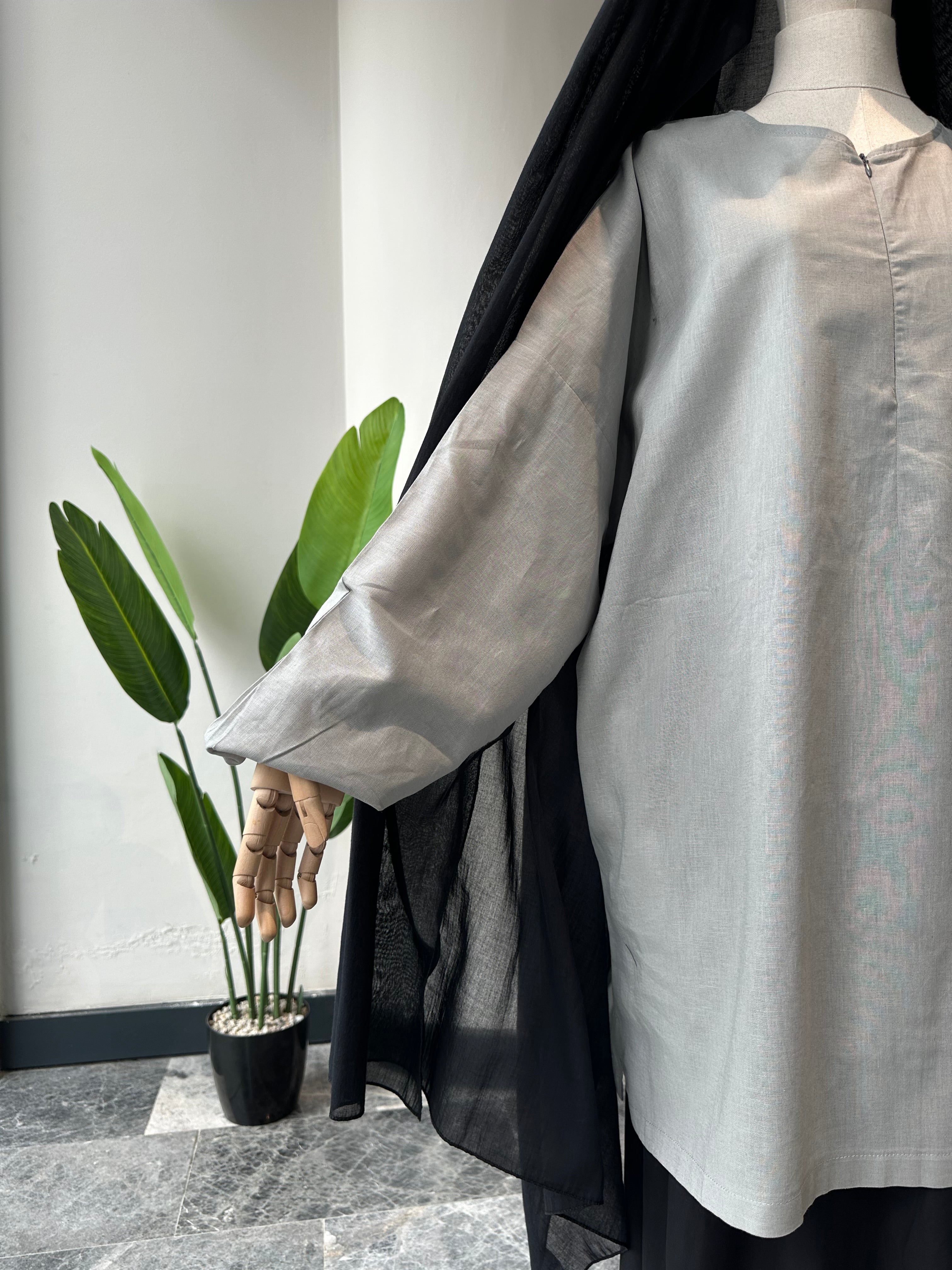 sade keten tunik - gri