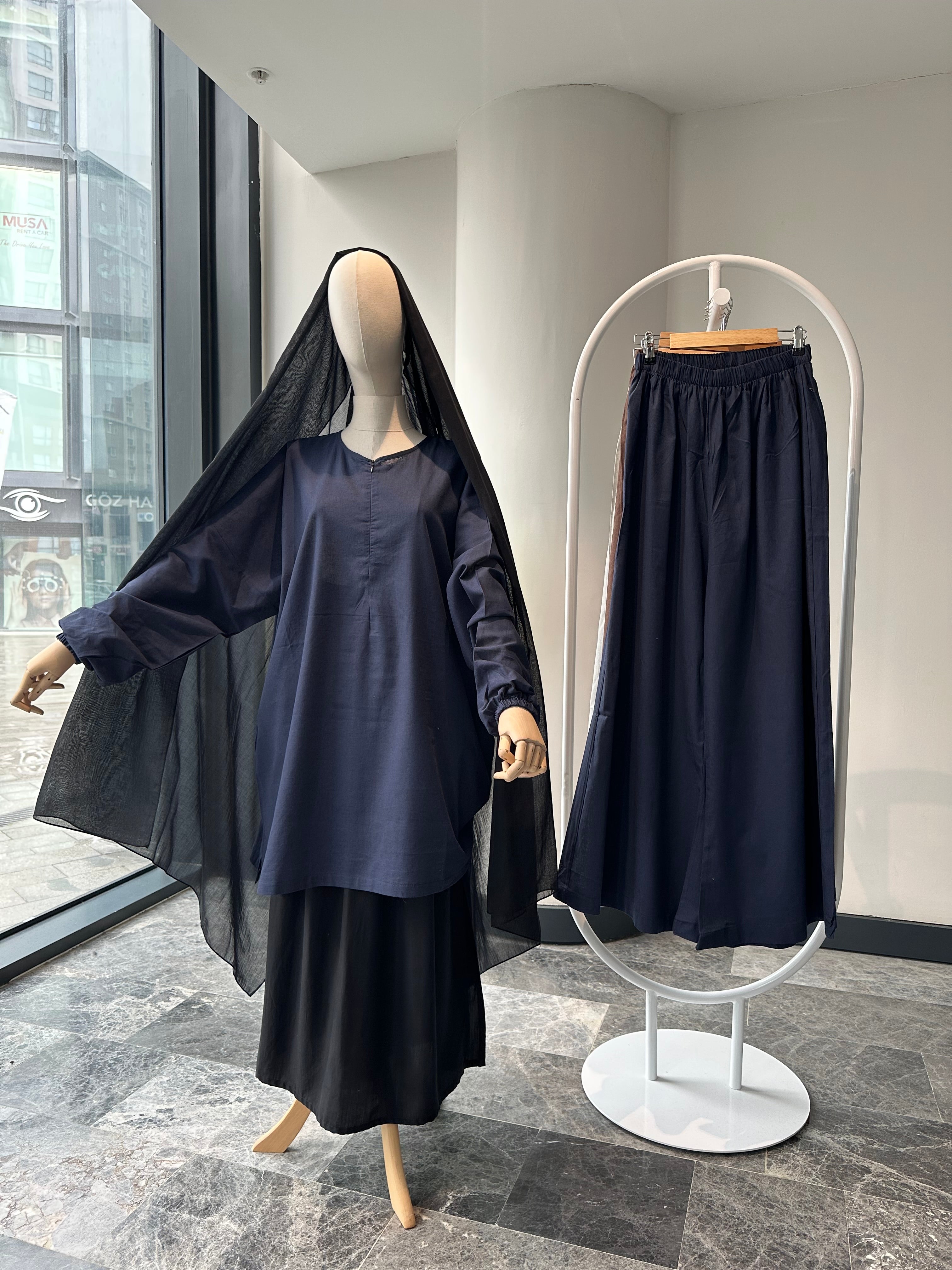 Sade keten bol pantolon -lacivert