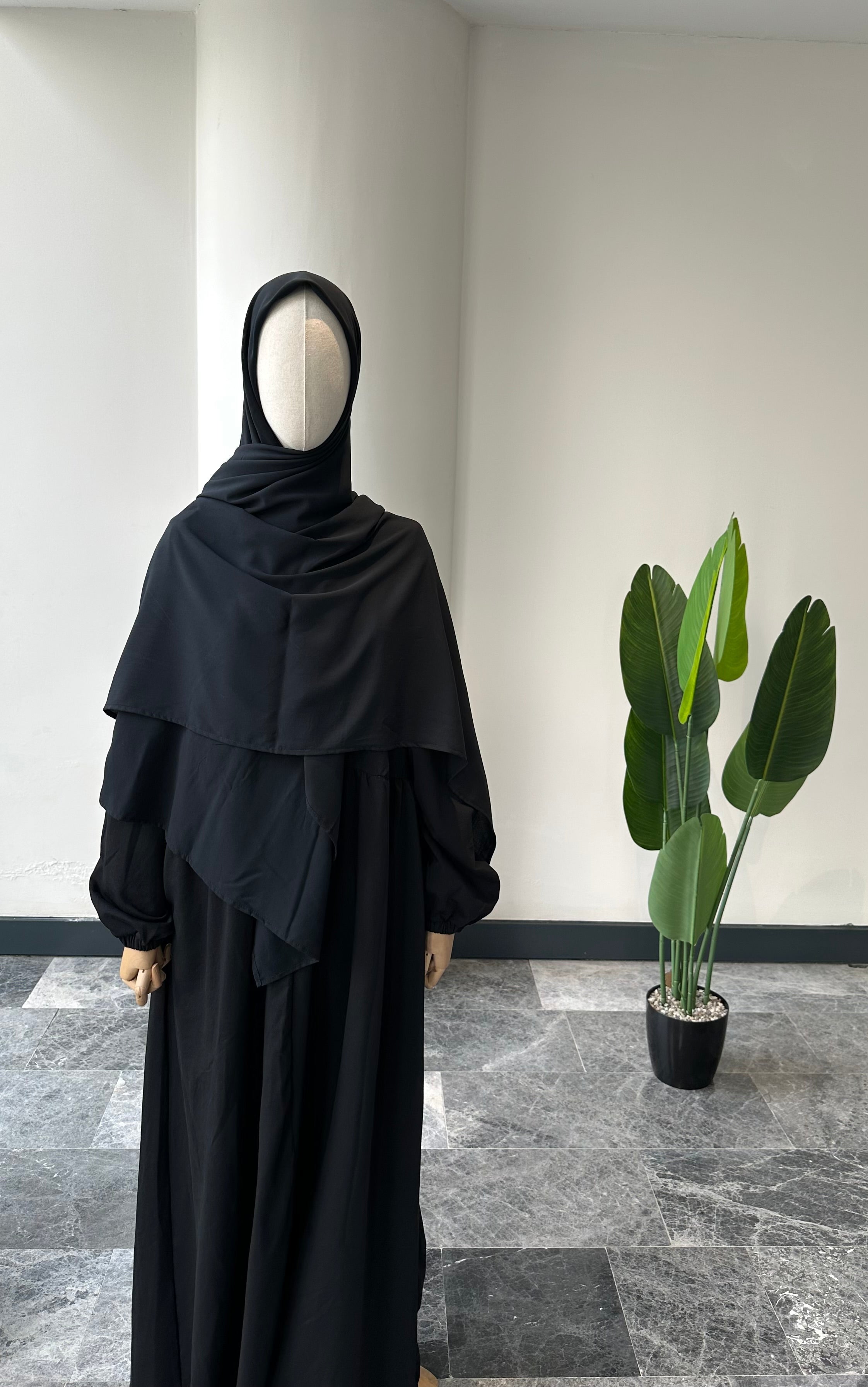 Bambu viskon eşarp -Antrasit siyah | 140 cm