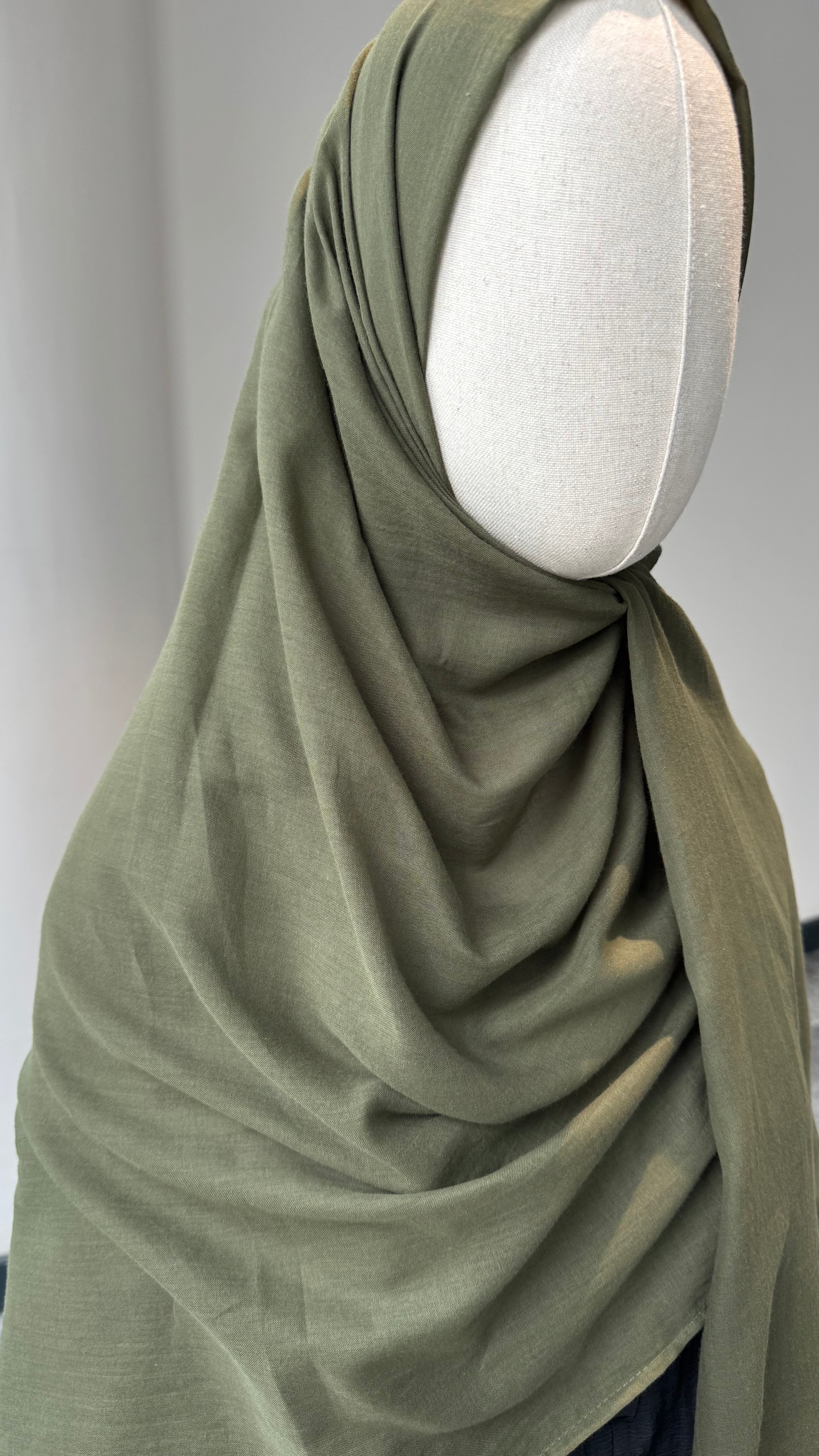 Saf pamuk şal - haki