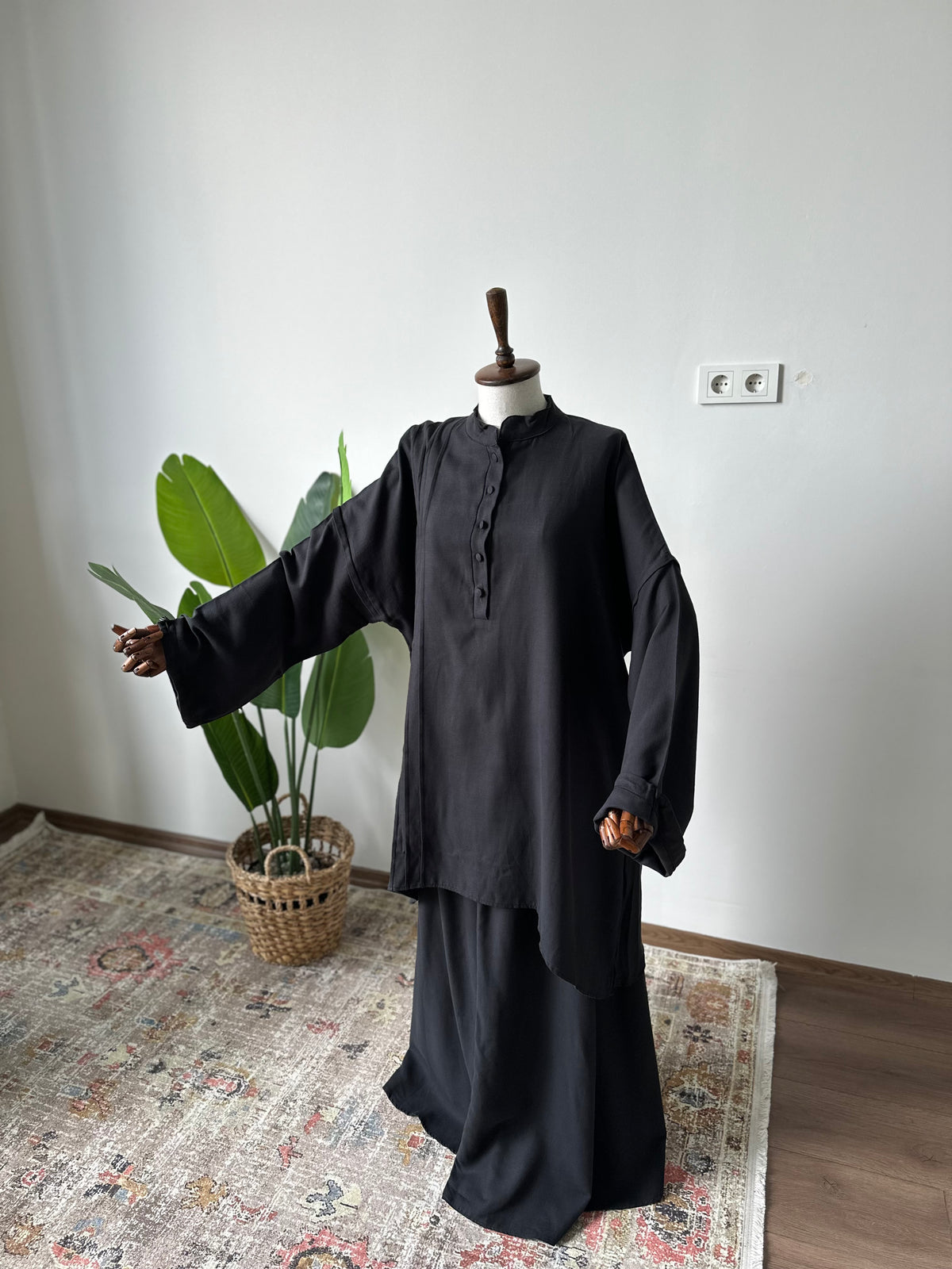 Gabardin/Amine Etek Takım-Siyah