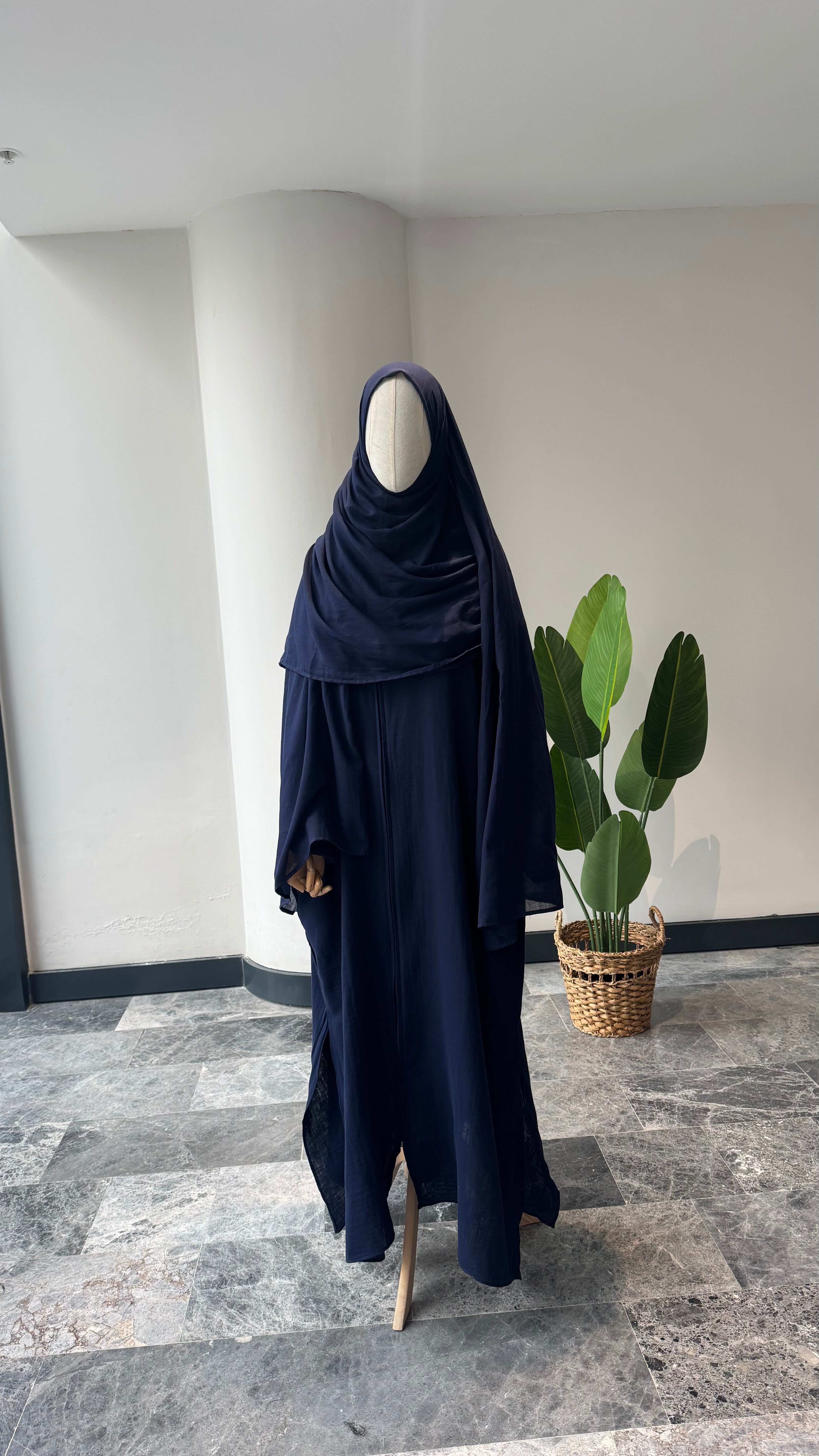 Mekka müslin takım lacivert - etekli | fermuarlı