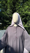 Amine etekli cilbab -Gri
