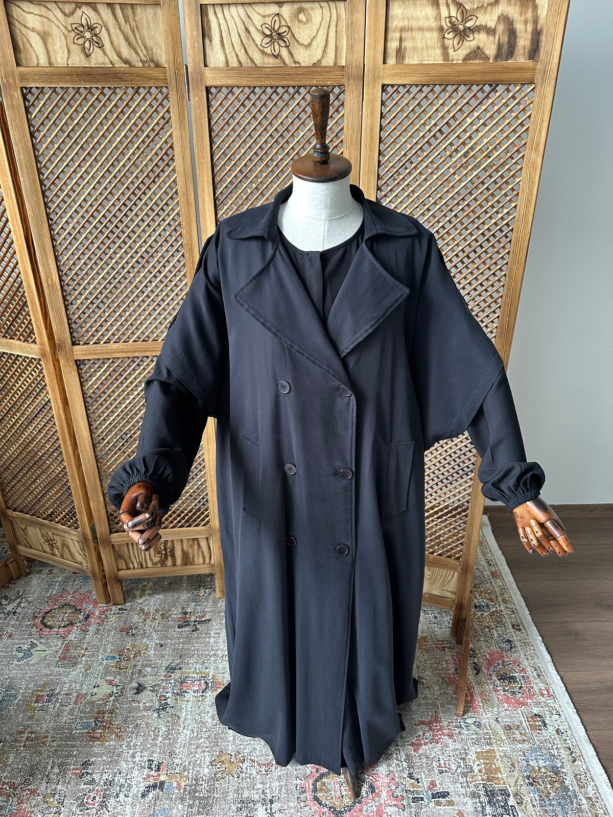 Tensel Pamuk Gabardin/ Trench Panço- Siyah