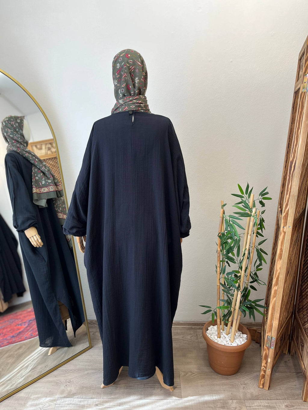 Müslin şalvarlı cilbab takımı - siyah