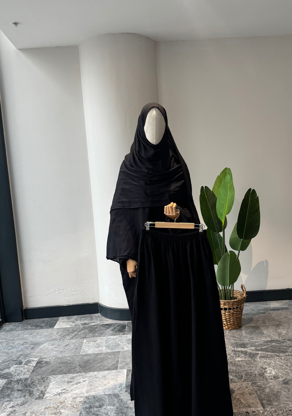 Mekka takım siyah - şalvarlı | fermuarlı