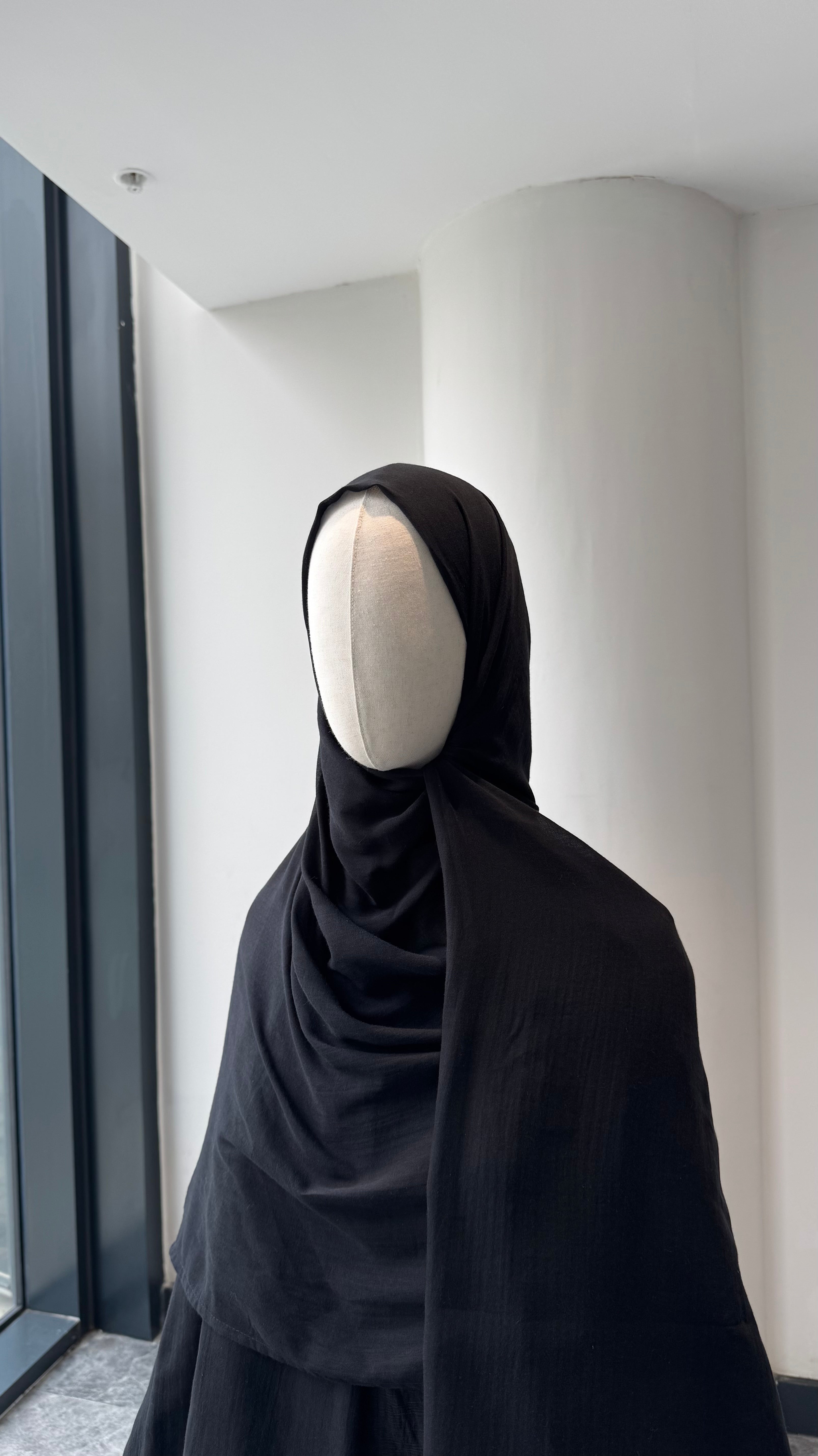 Saf pamuk şal -siyah