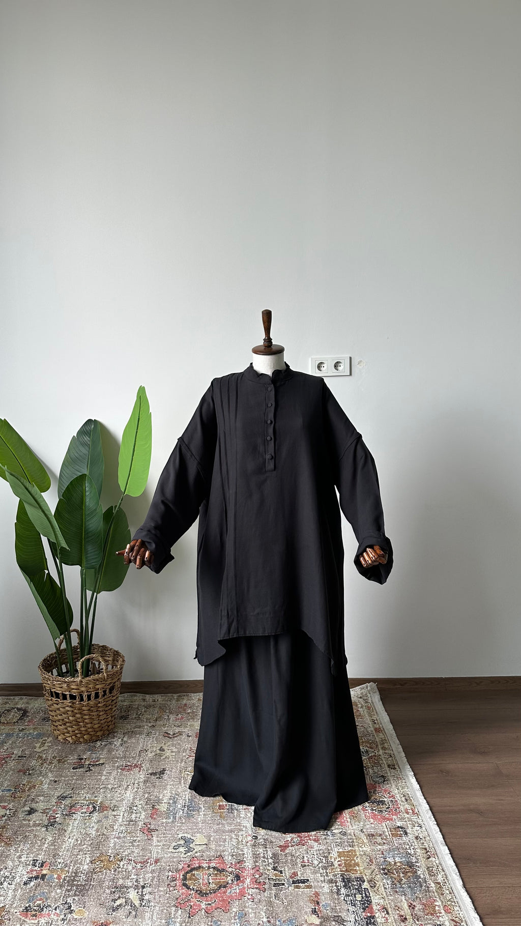 Gabardin/Amine Etek Takım-Siyah
