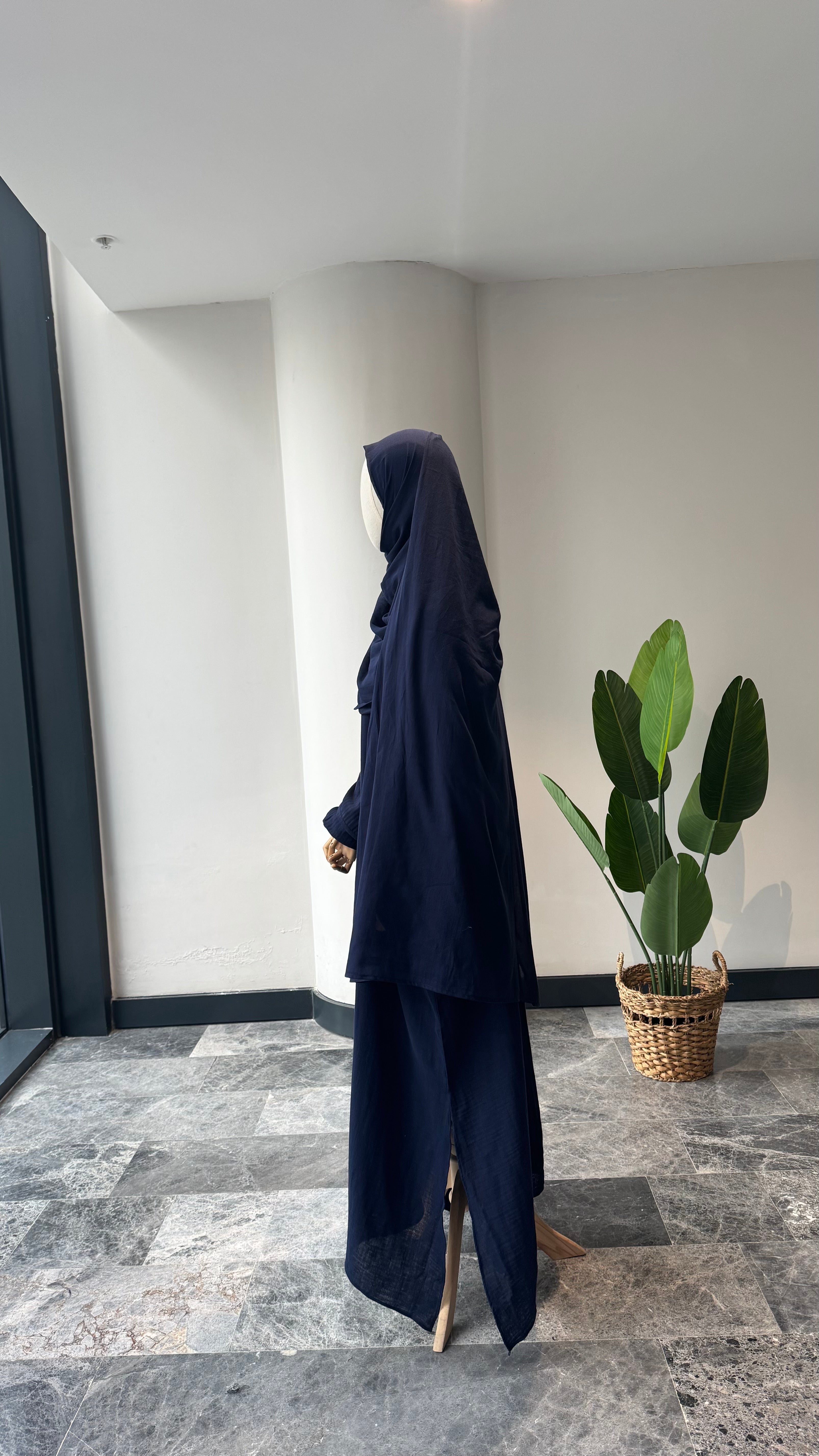 Mekka müslin takım lacivert - etekli | fermuarlı