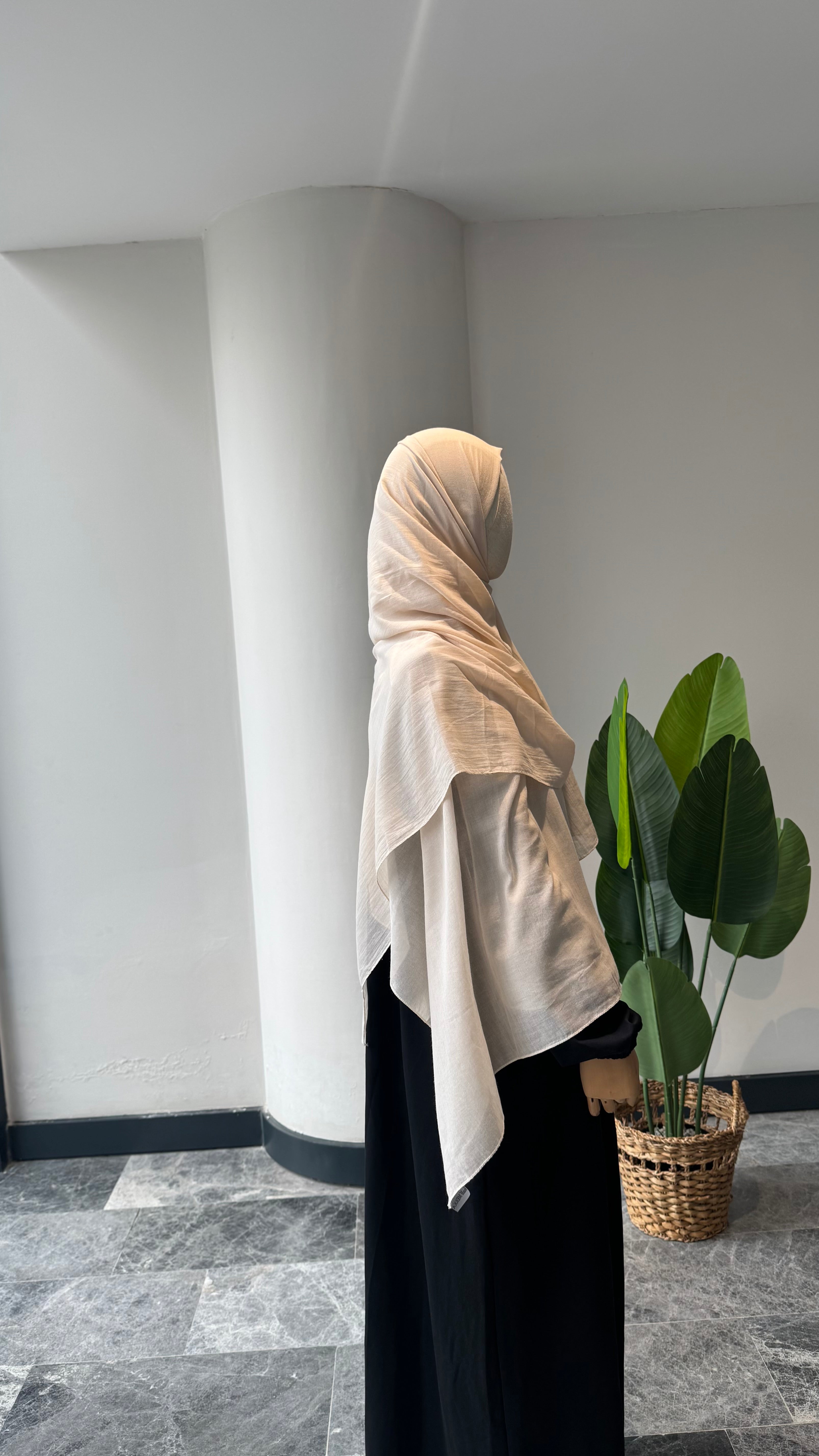 Saf pamuk şal - bej