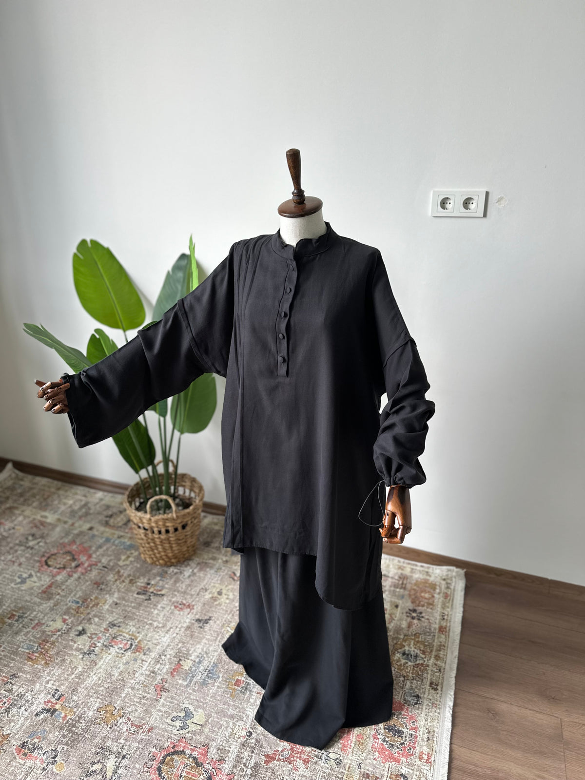 Gabardin/Amine Etek Takım-Siyah