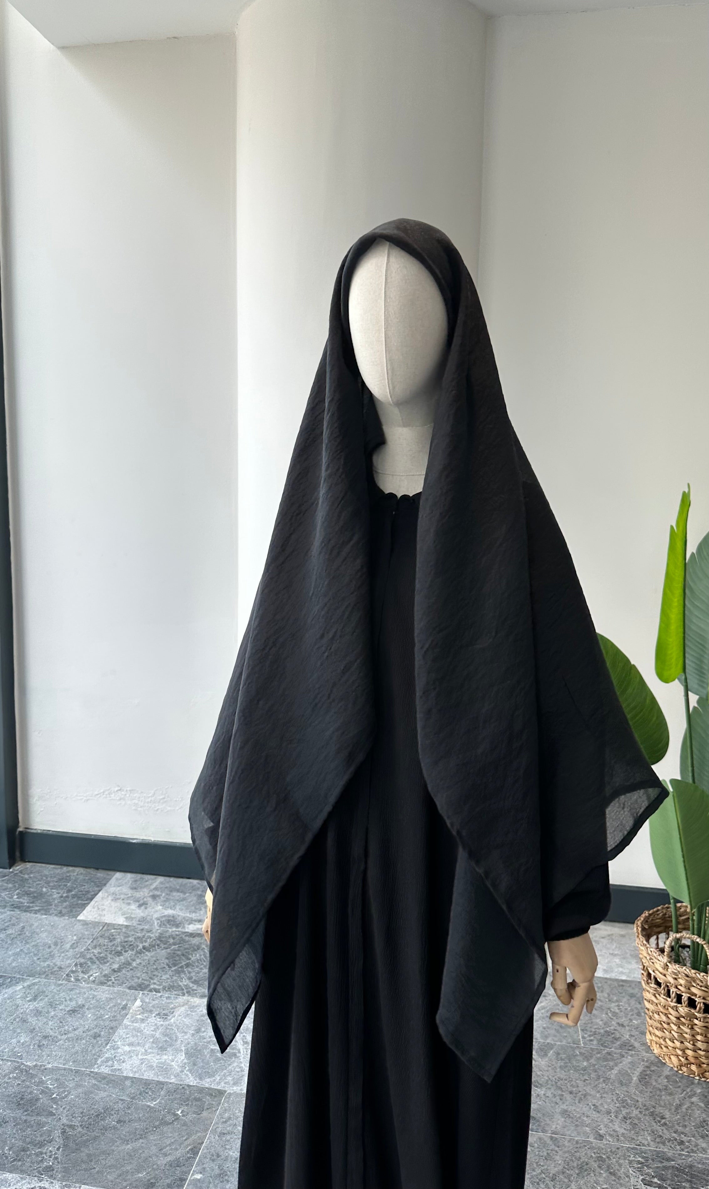 Premıum organze/eşarp-Siyah 140cm