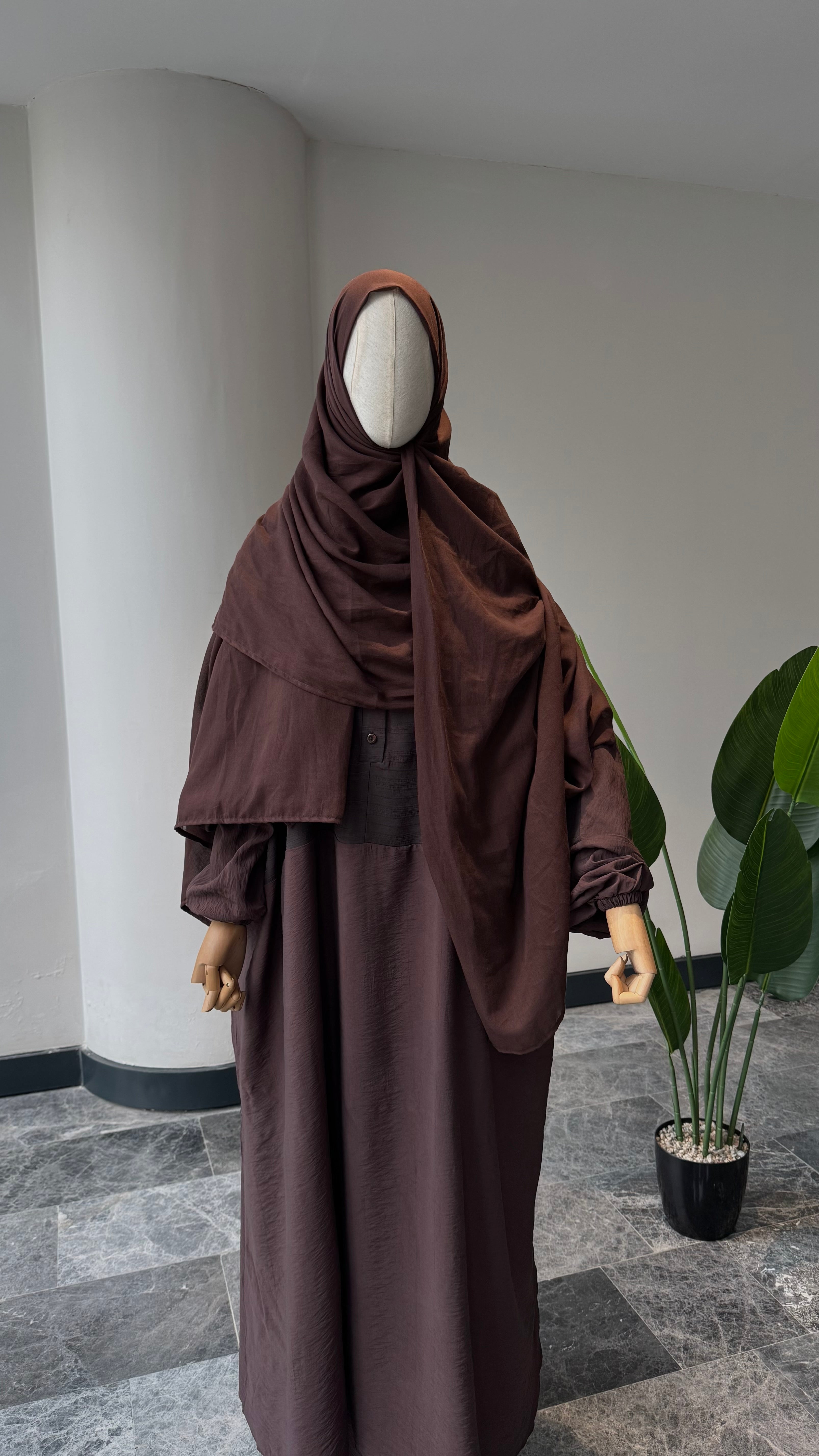 Hesna cilbab takımı -kahve