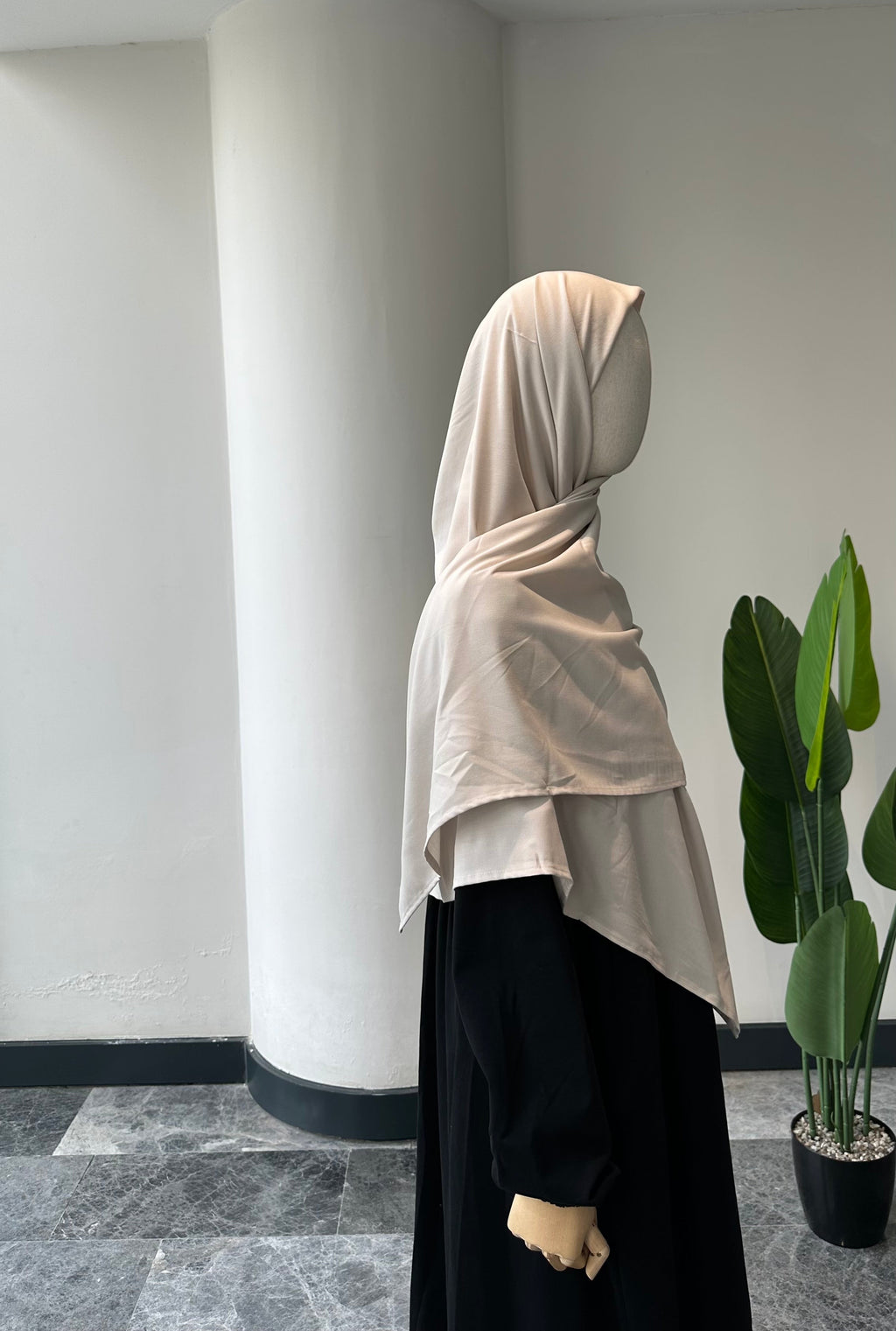 Bambu viskon eşarp -krem| 120 cm