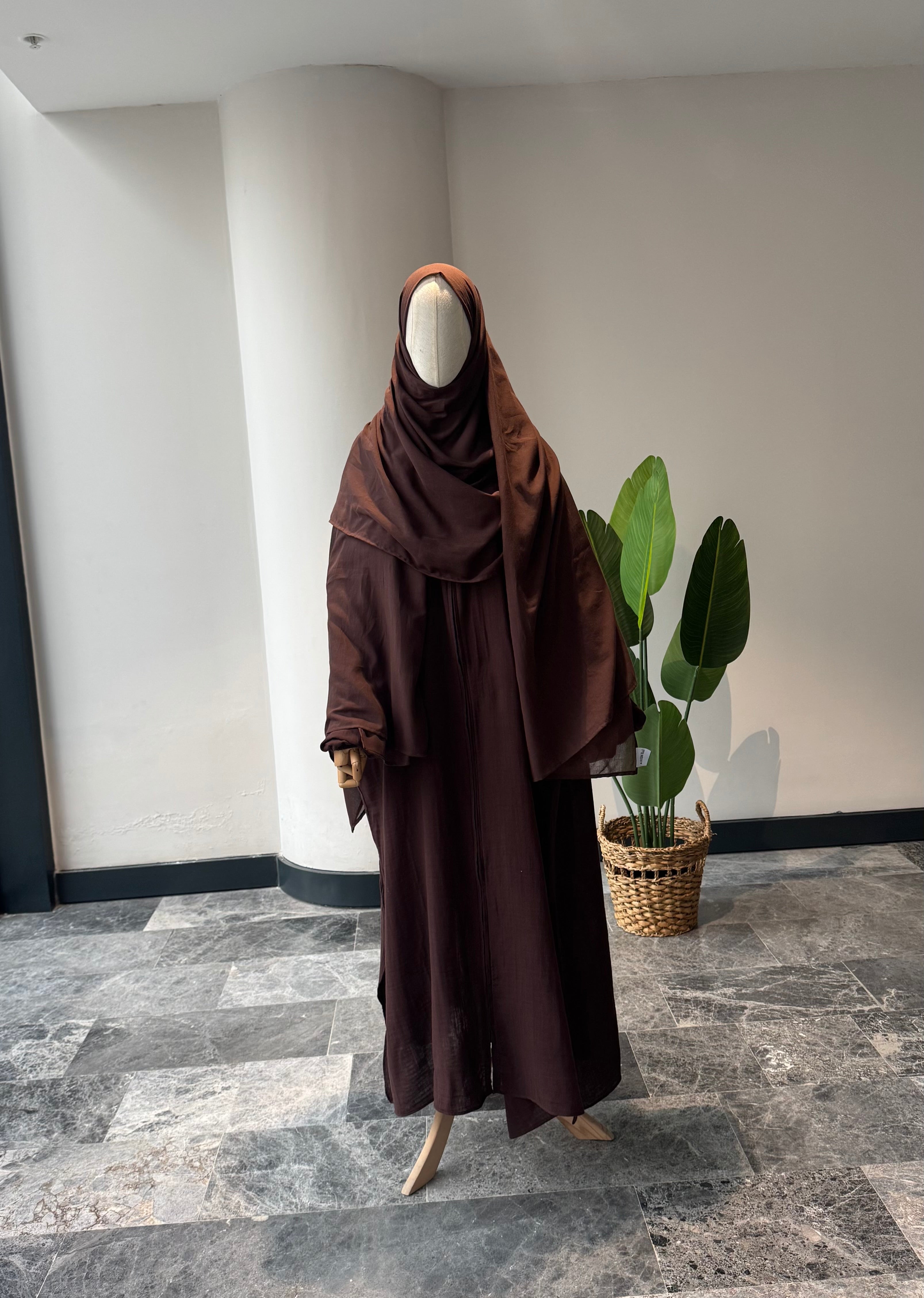 Mekka müslin takım kahve - etekli | fermuarlı